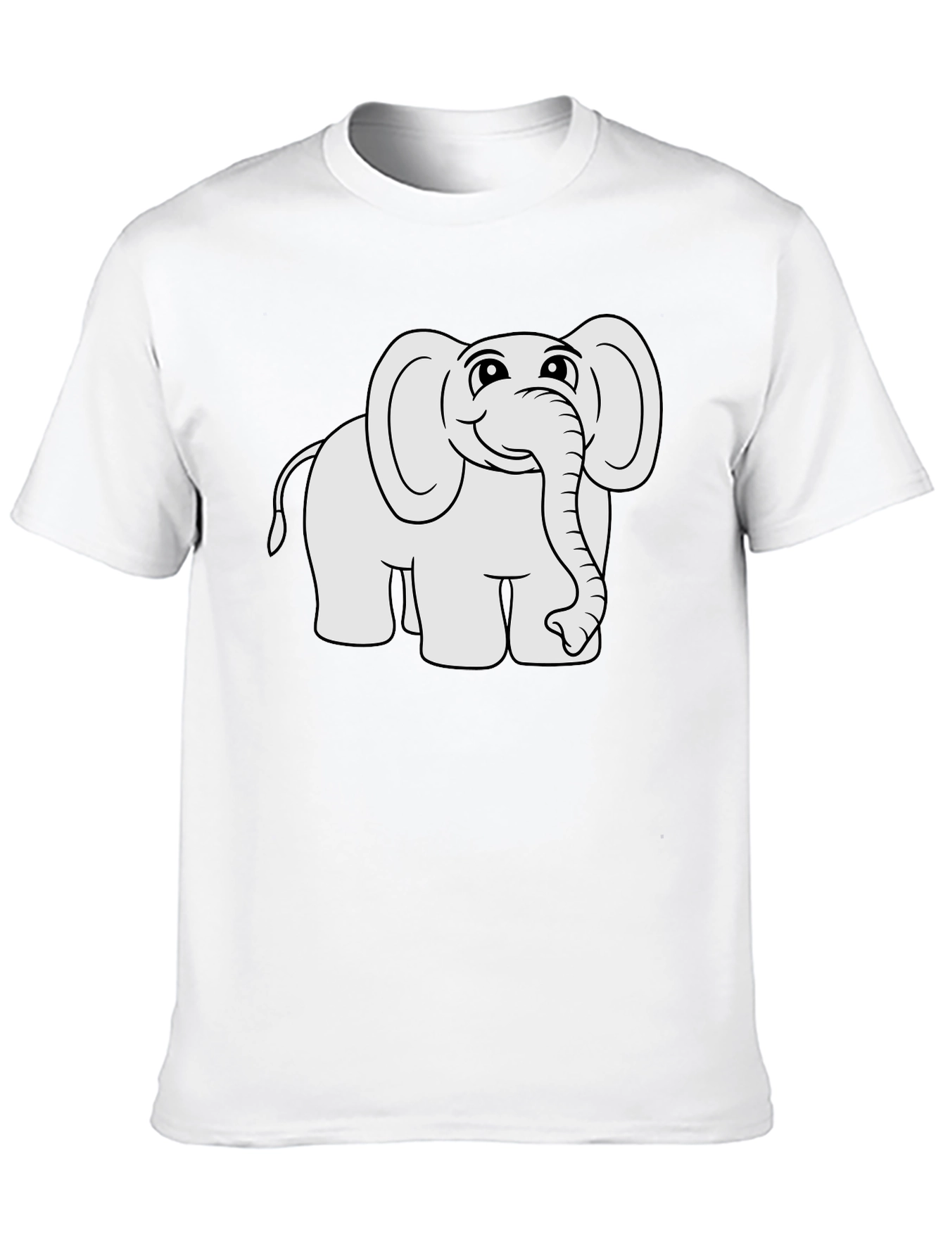 Cute Cartoon Elephant Black T-Shirt