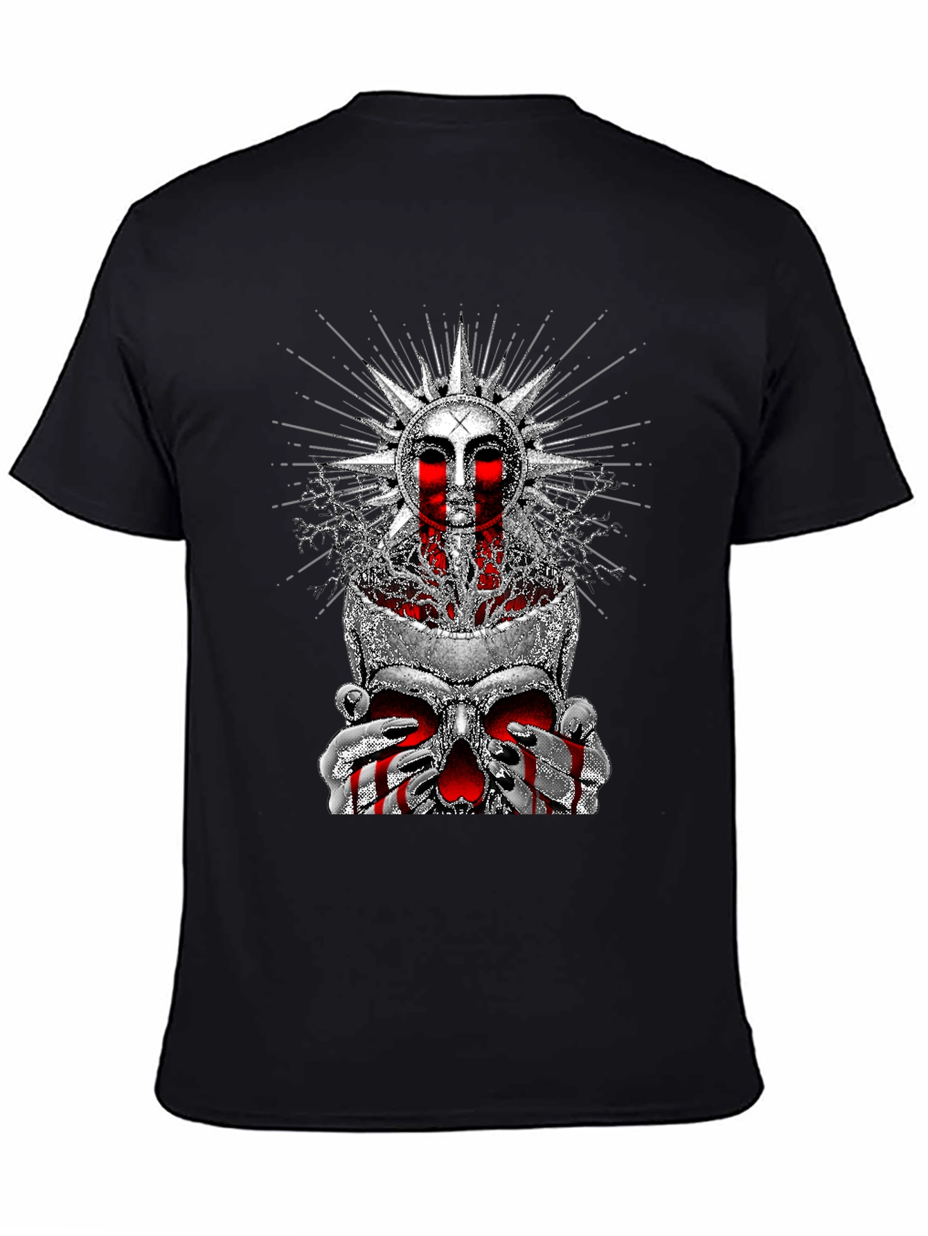 Skull Sun Graphic Tee - Edgy Print T-Shirt
