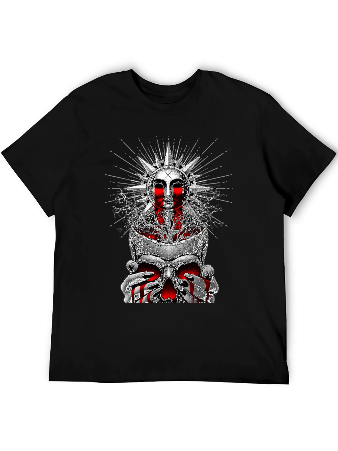 Skull Sun Graphic Tee - Edgy Print T-Shirt