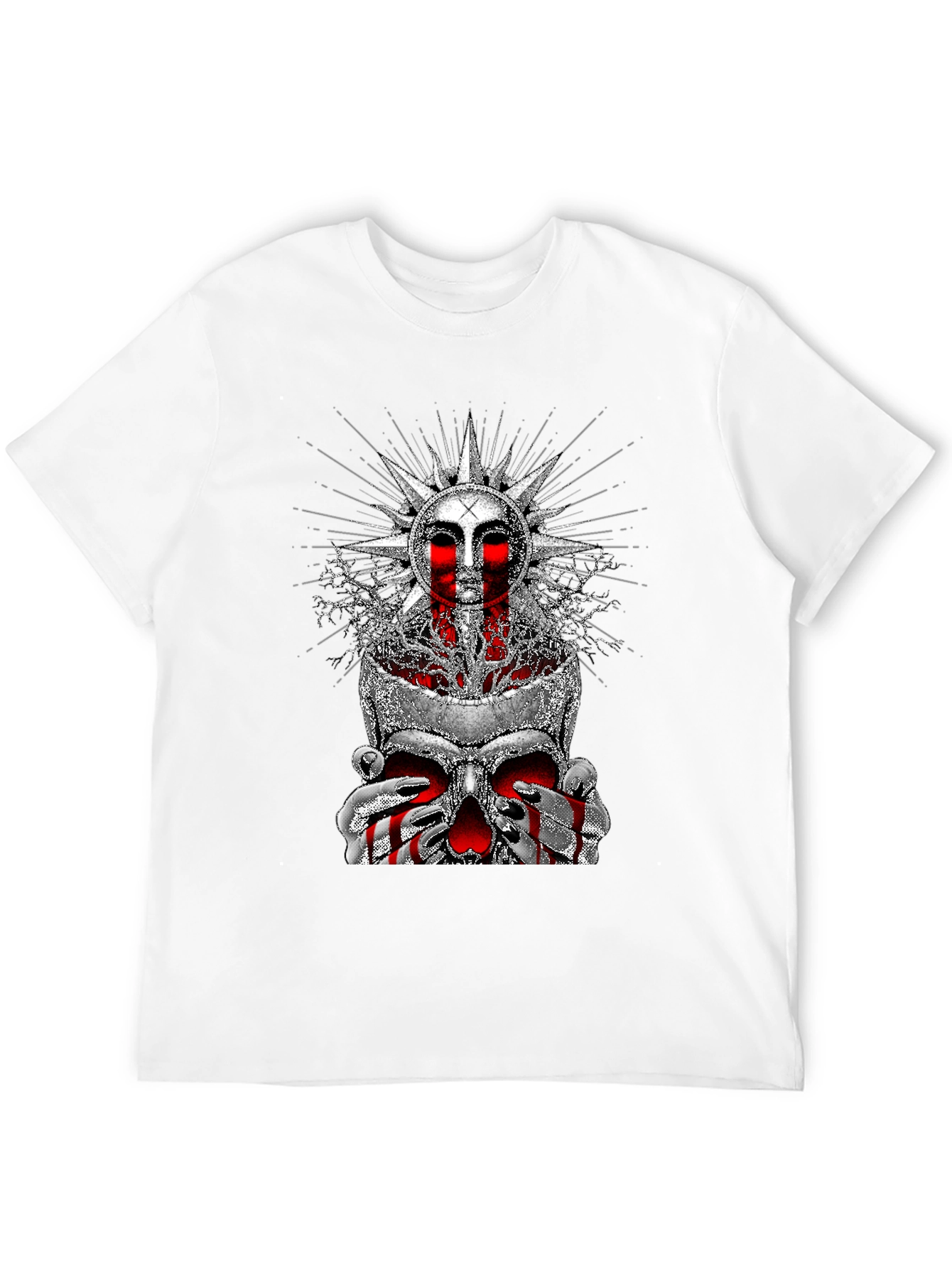 Skull Sun Graphic Tee - Edgy Print T-Shirt