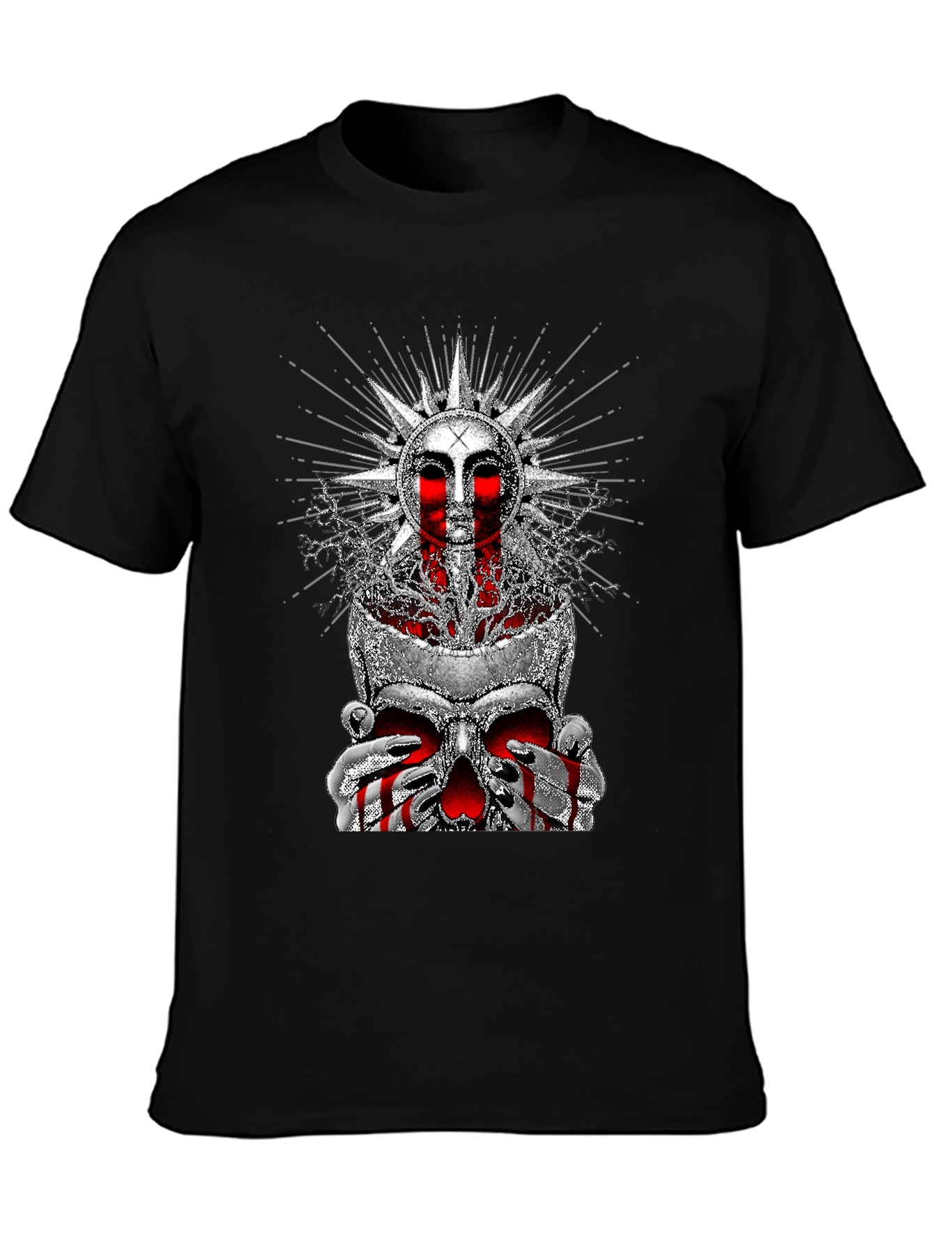 Skull Sun Graphic Tee - Edgy Print T-Shirt