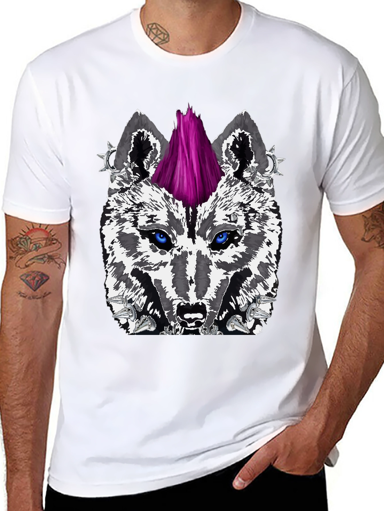 Wolf Punk Graphic T-Shirt - Edgy Streetwear