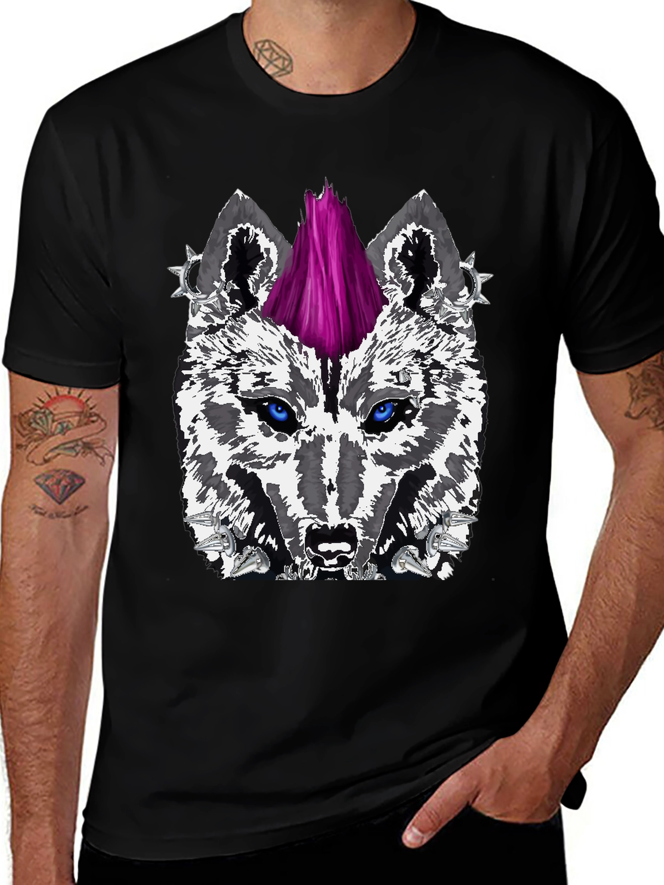 Wolf Punk Graphic T-Shirt - Edgy Streetwear