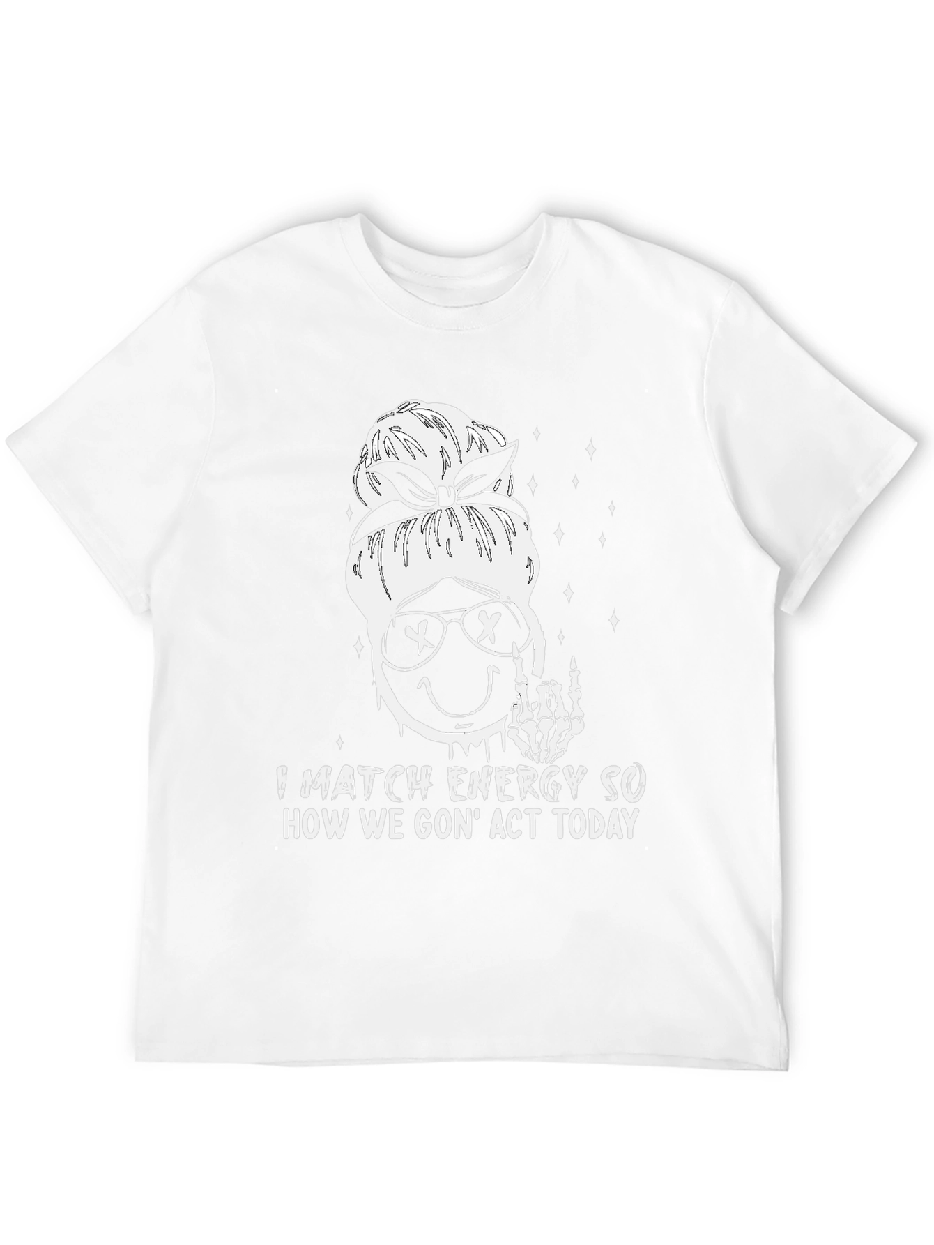 Match Energy Graphic Tee - Funny Skeleton Emoji Shirt