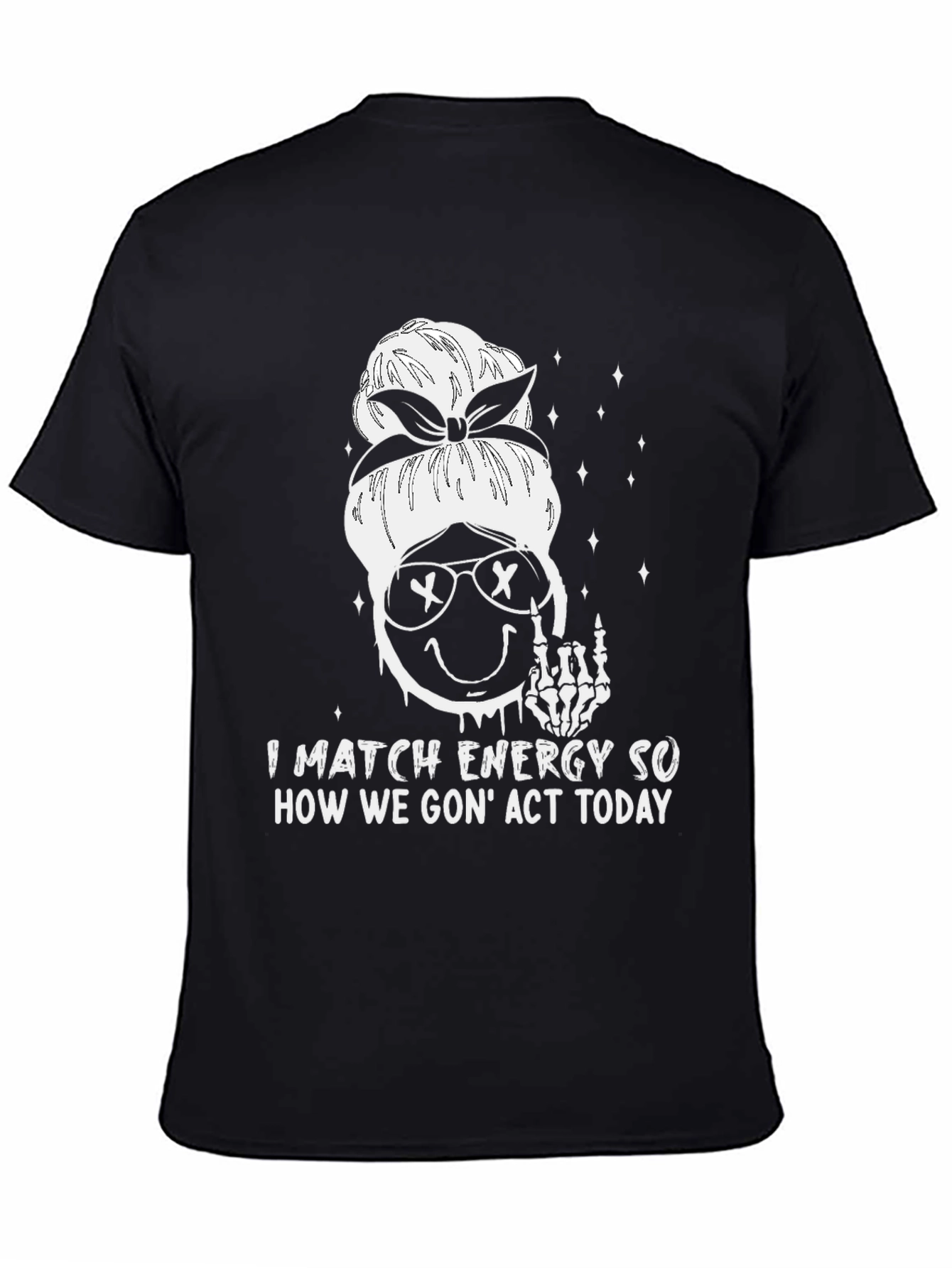 Match Energy Graphic Tee - Funny Skeleton Emoji Shirt