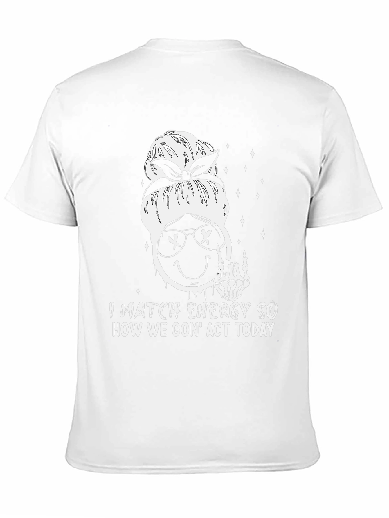 Match Energy Graphic Tee - Funny Skeleton Emoji Shirt