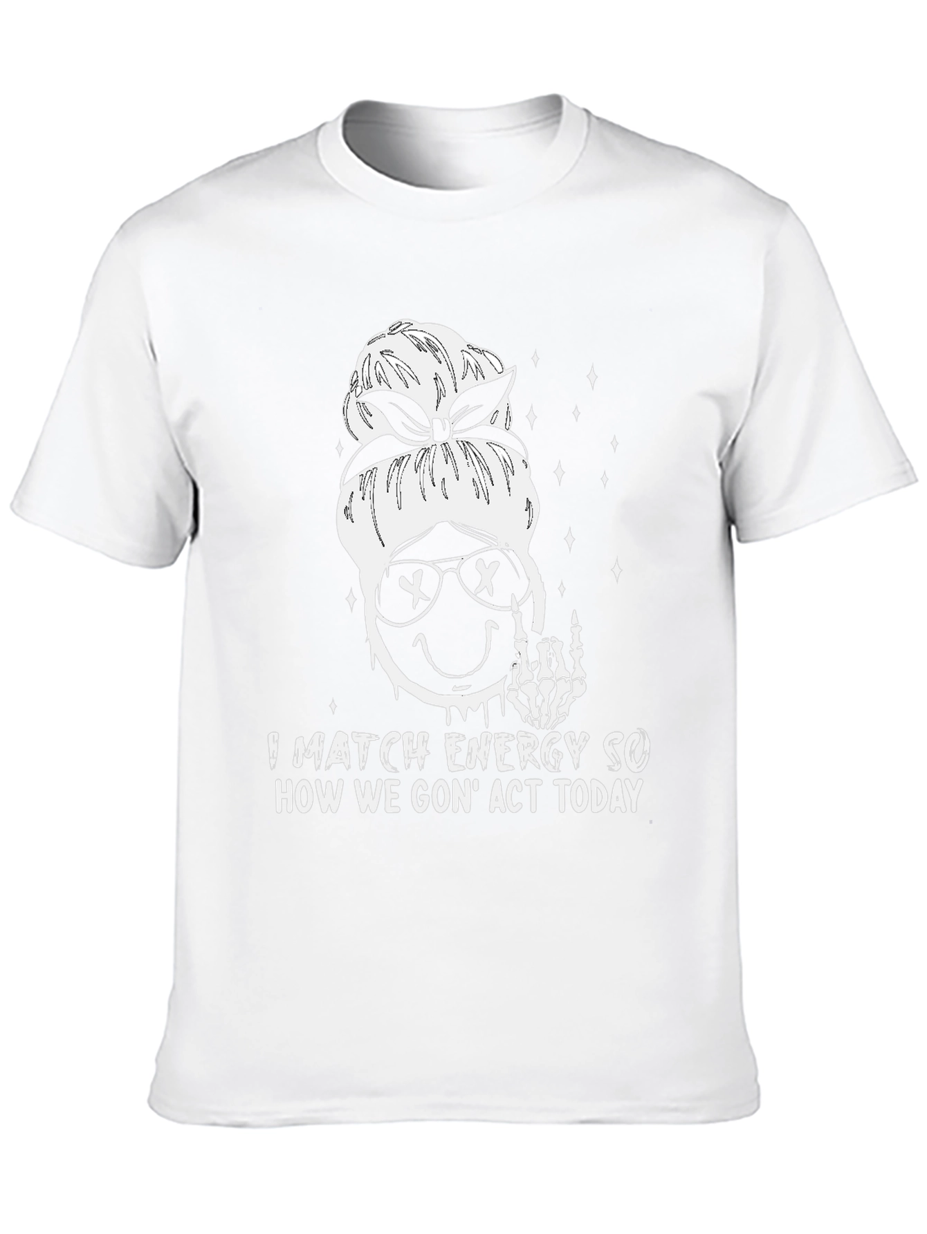 Match Energy Graphic Tee - Funny Skeleton Emoji Shirt