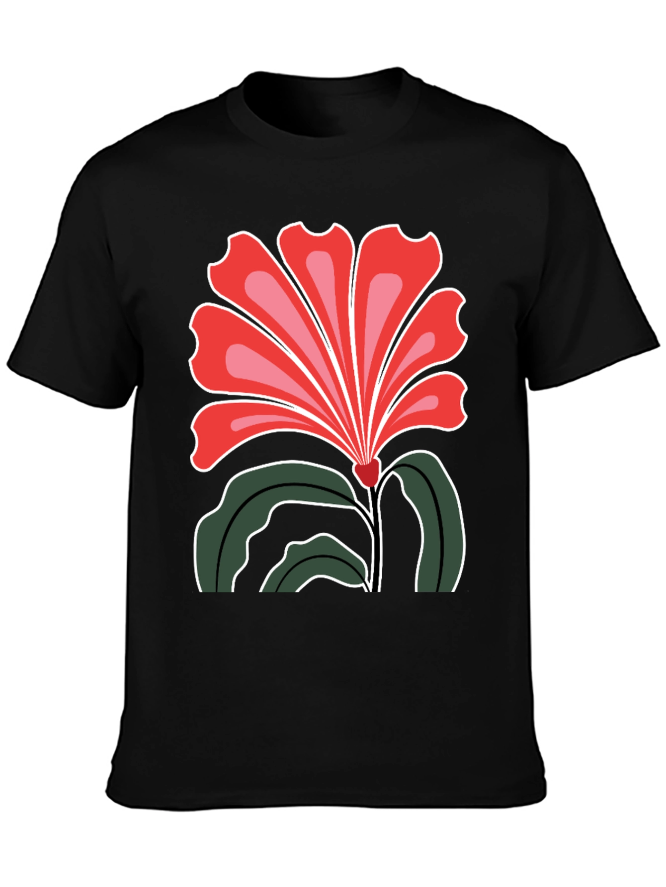 Floral Graphic Print Black T-Shirt