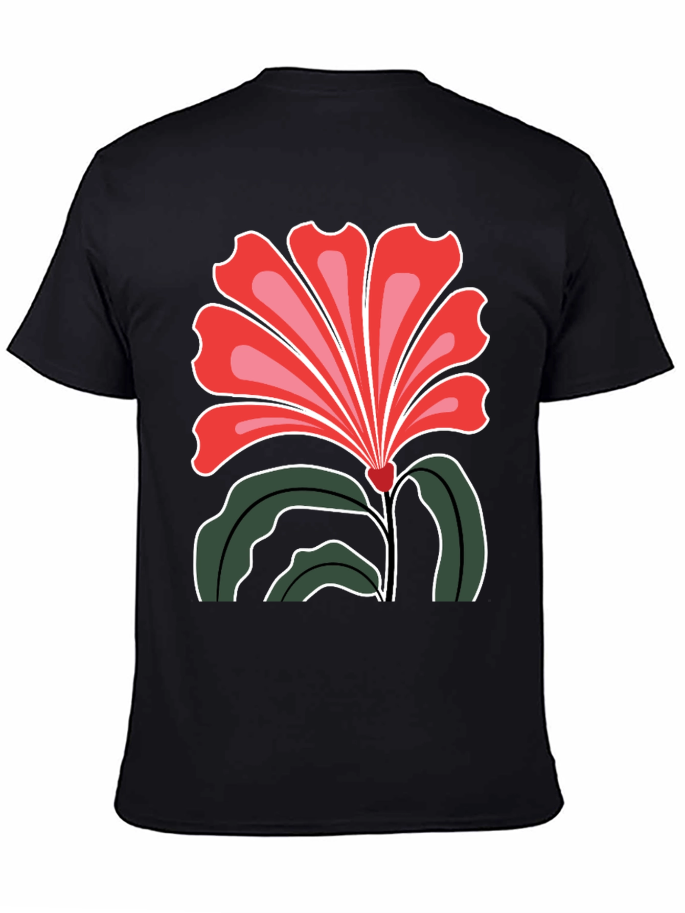 Floral Graphic Print Black T-Shirt