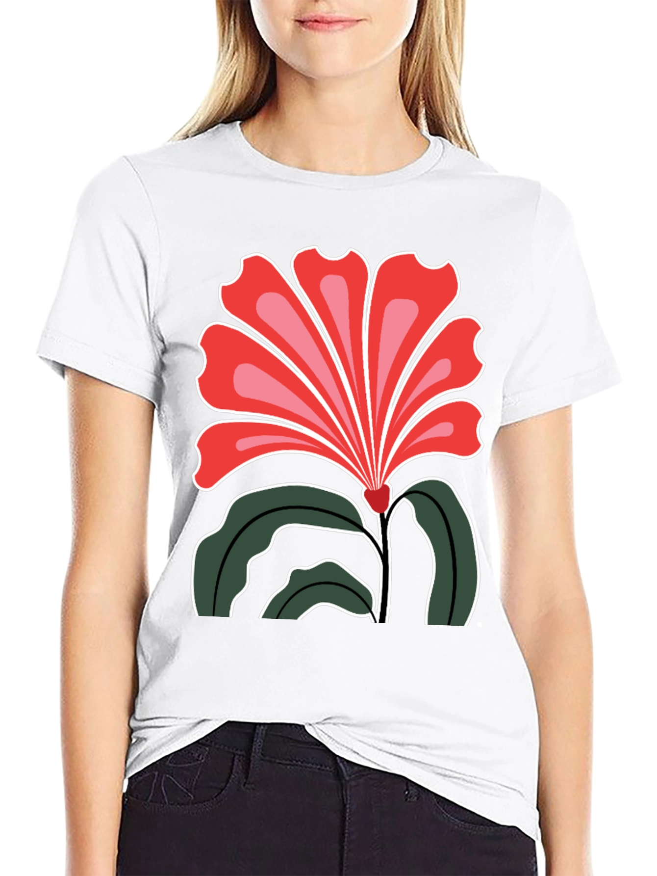Floral Graphic Print Black T-Shirt