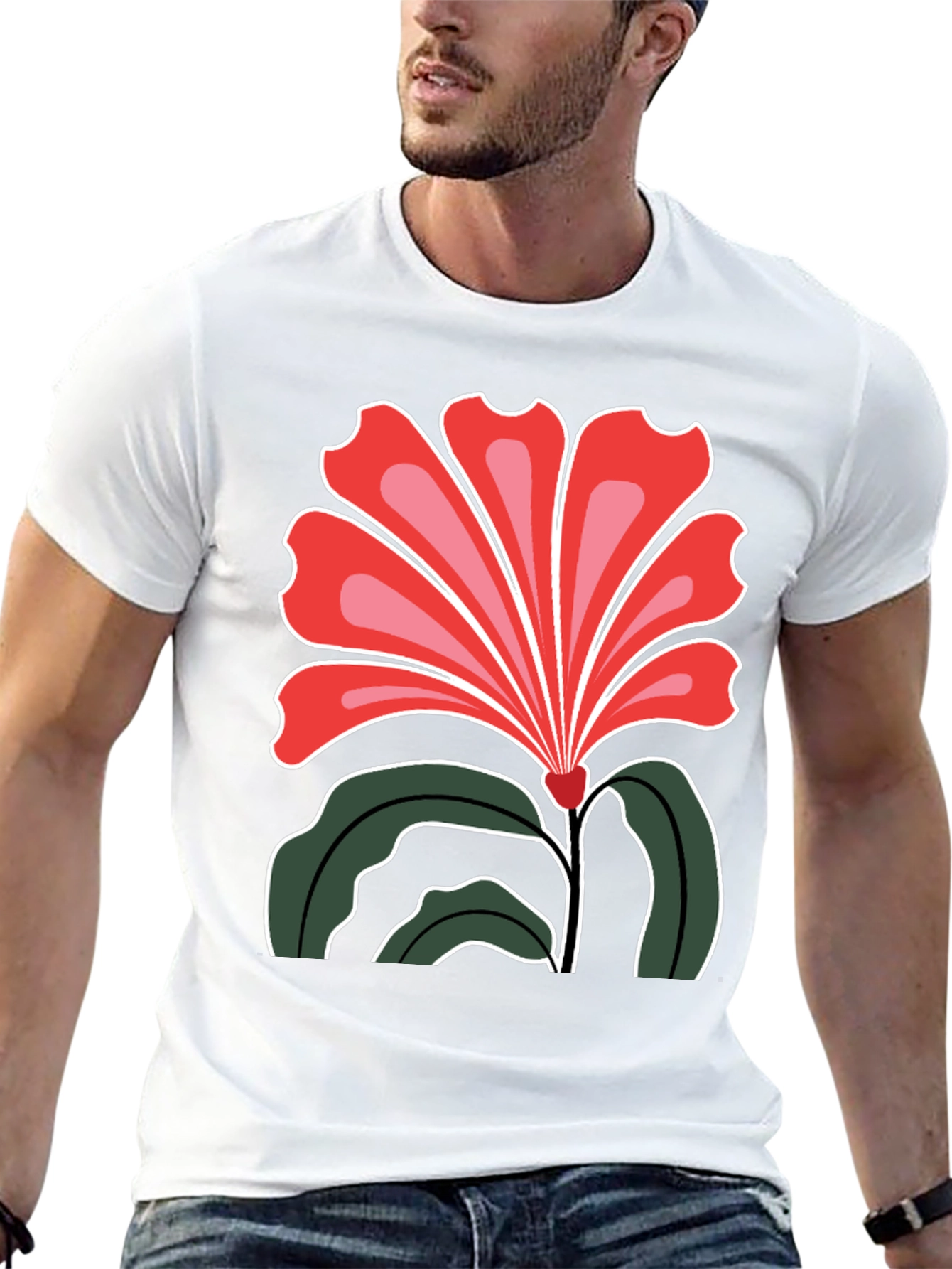 Floral Graphic Print Black T-Shirt