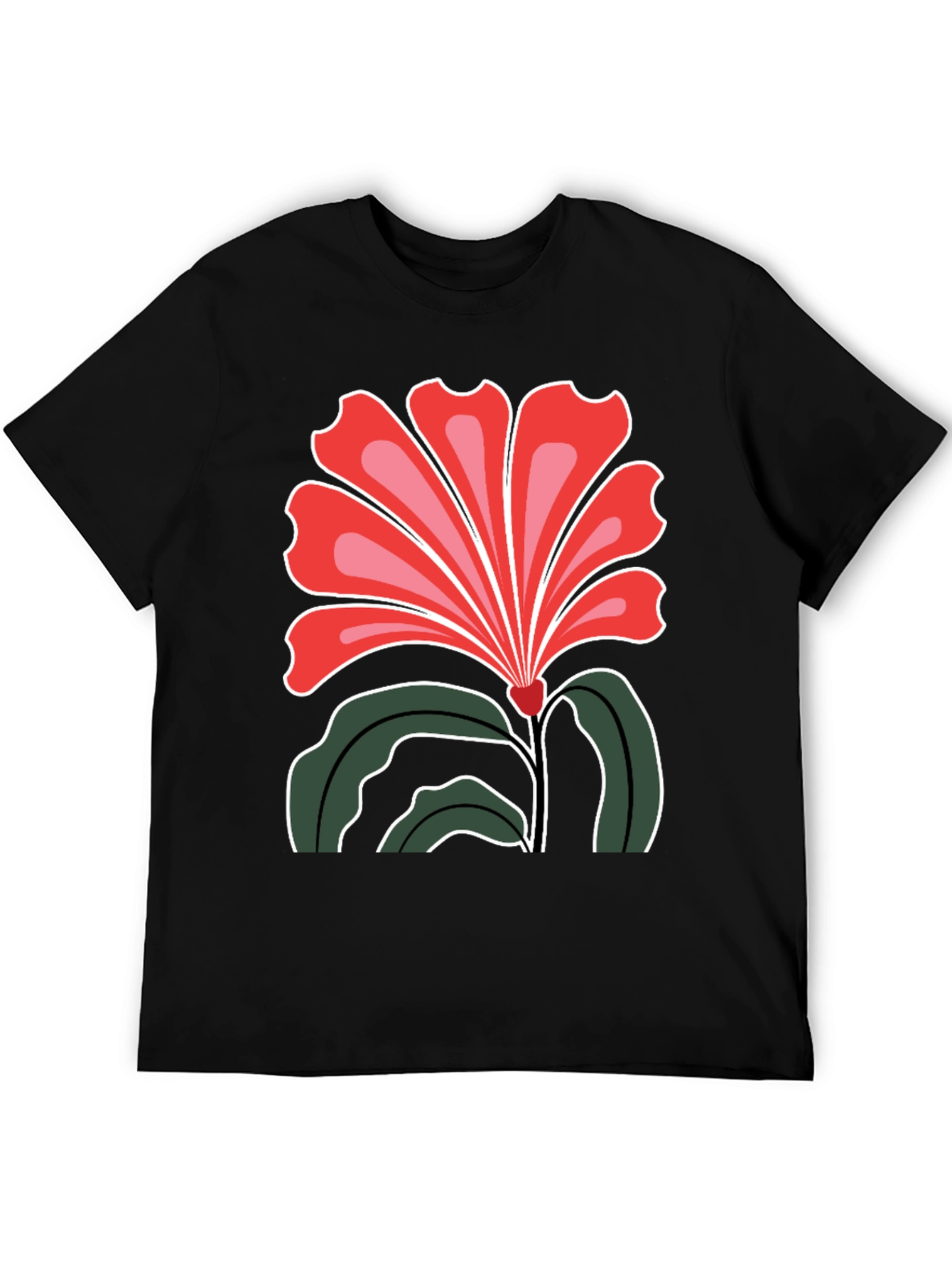 Floral Graphic Print Black T-Shirt