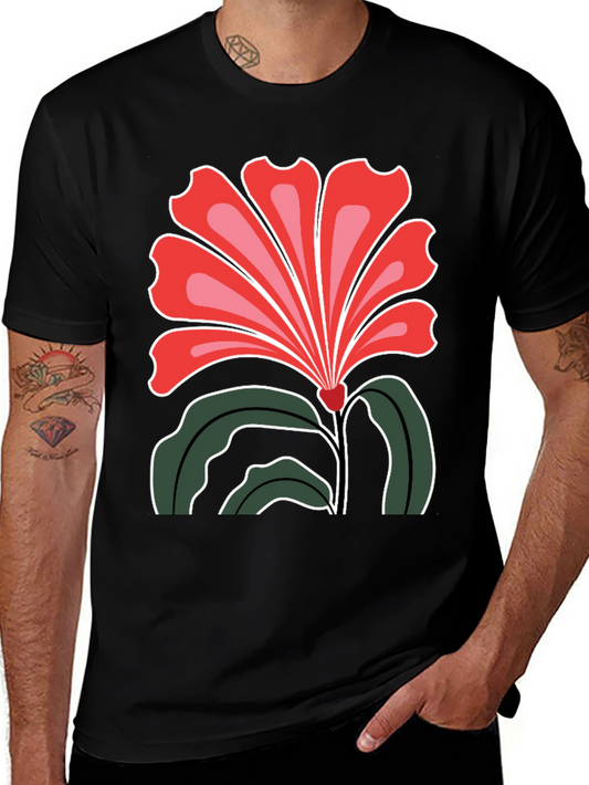 Floral Graphic Print Black T-Shirt