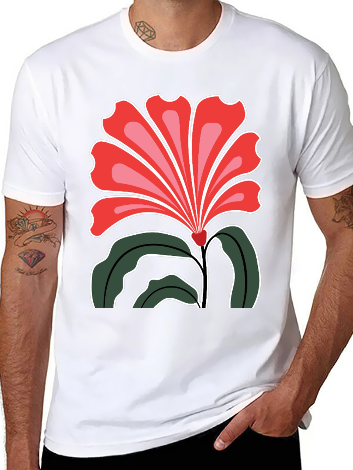 Floral Graphic Print Black T-Shirt