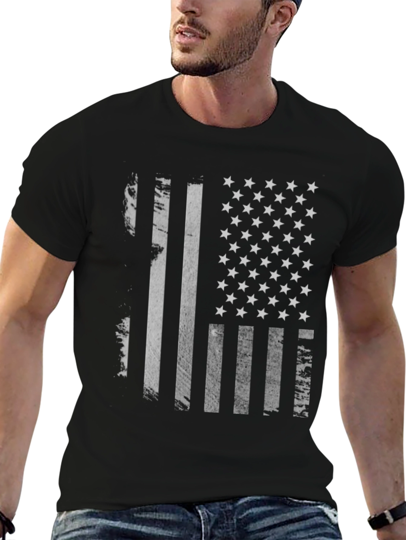 Distressed American Flag Graphic T-Shirt