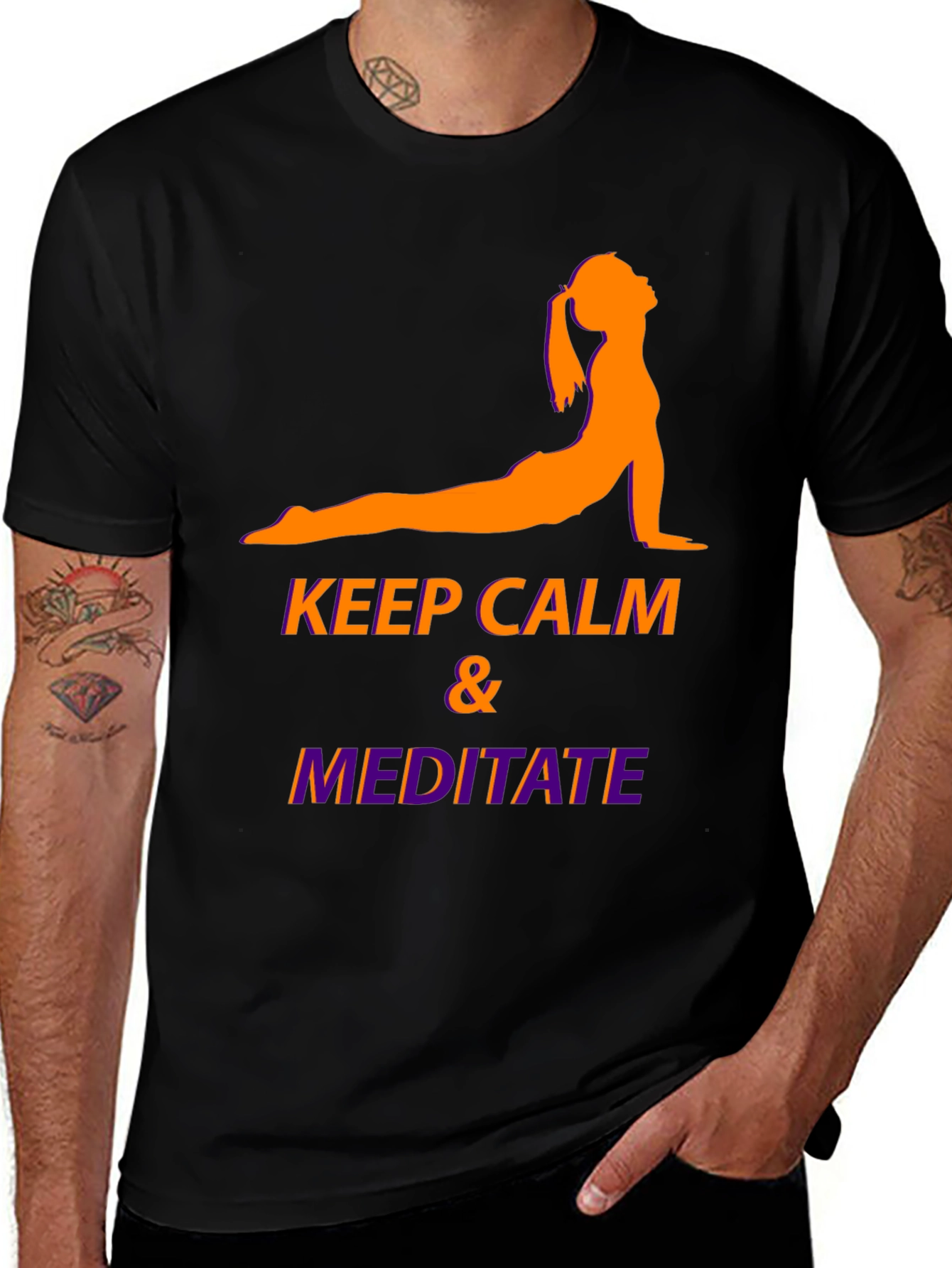 Keep Calm & Meditate Black Graphic Tee