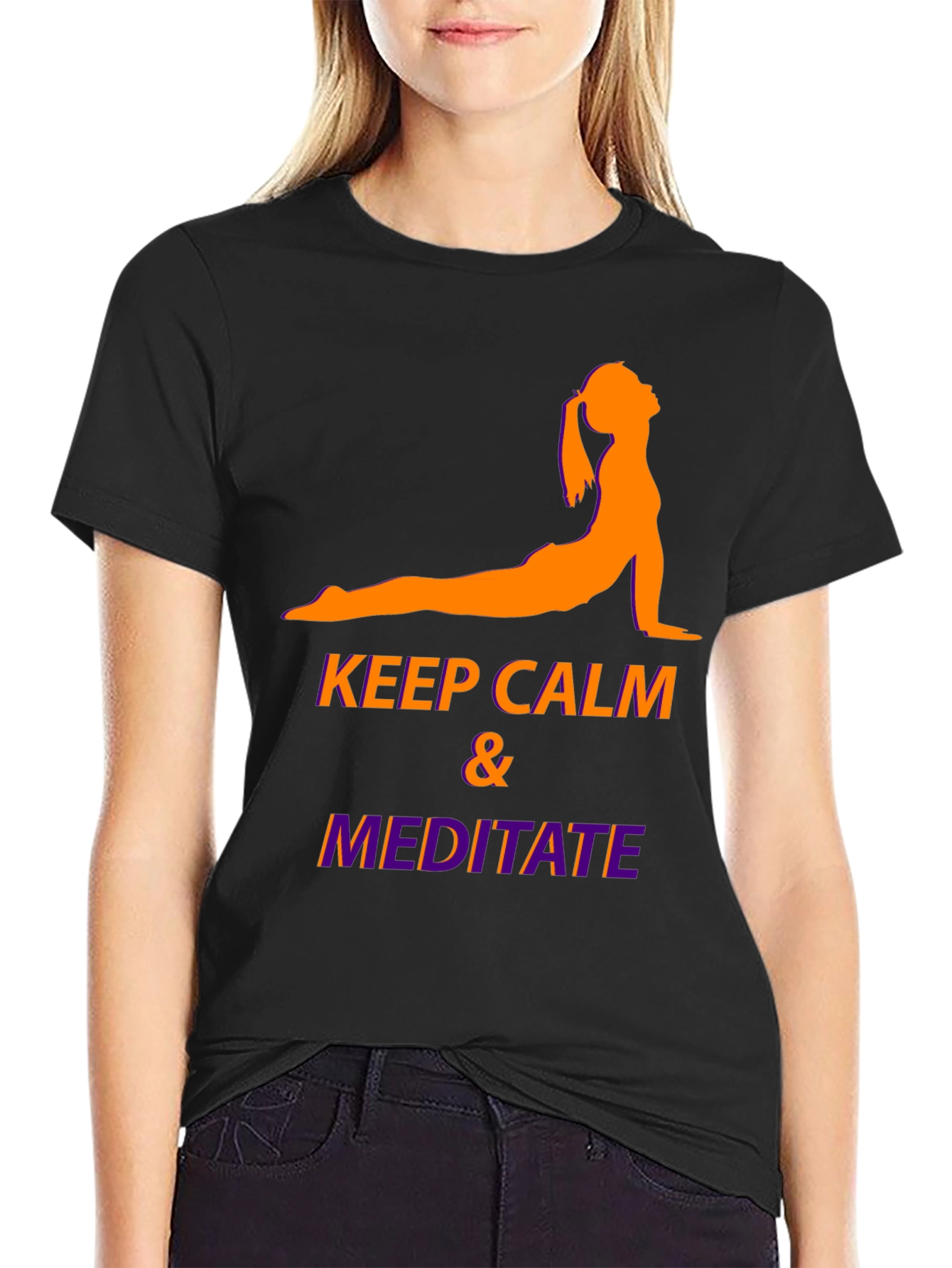 Keep Calm & Meditate Black Graphic Tee