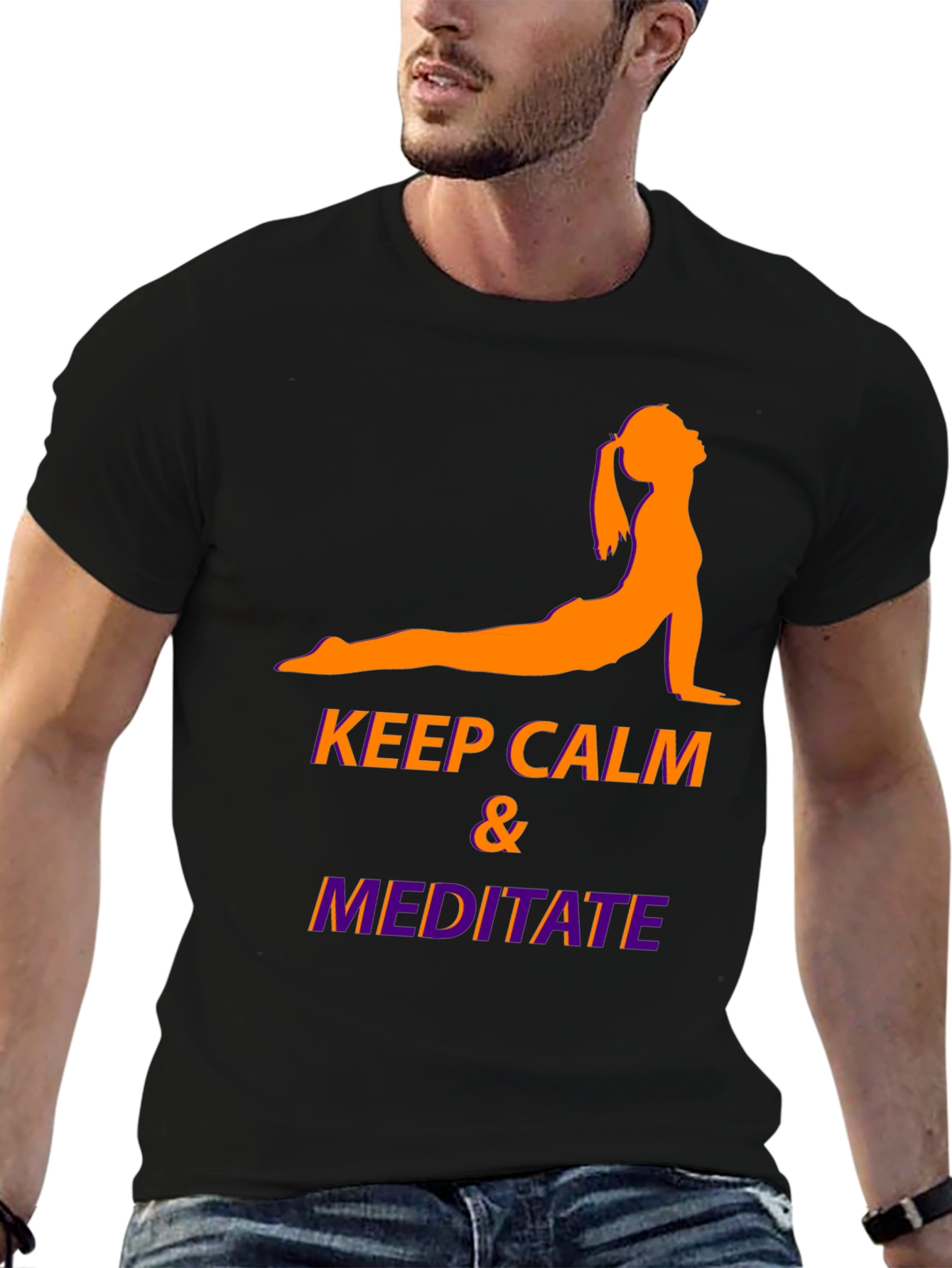 Keep Calm & Meditate Black Graphic Tee