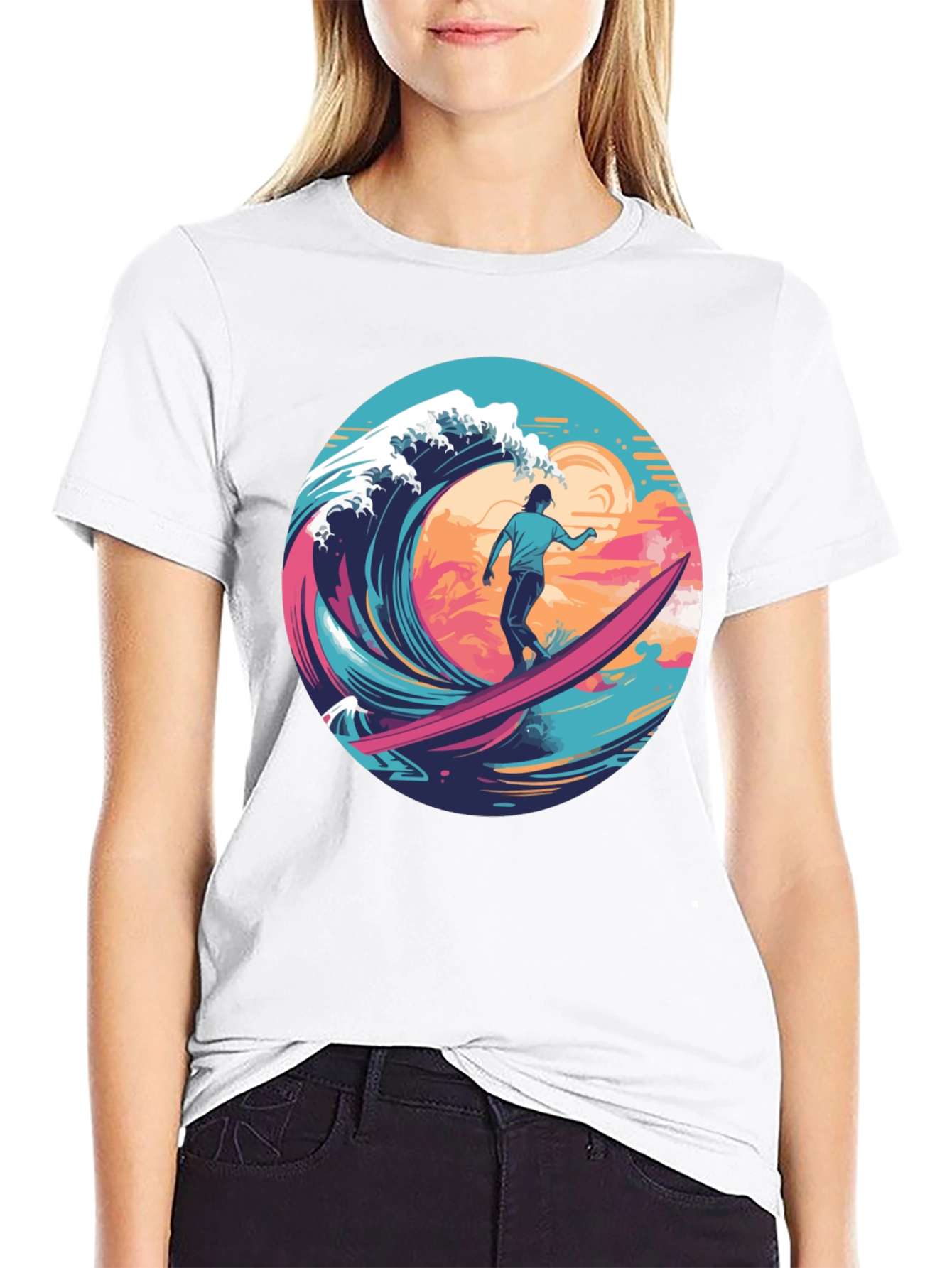 Surfer Wave Graphic T-Shirt - Ride the Tide