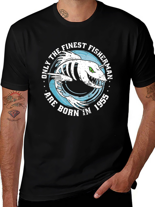 Finest Fisherman Born in 1955 Black T-Shirt