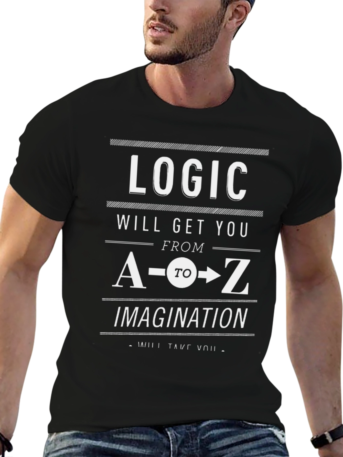 Logic vs Imagination Graphic T-Shirt - Black