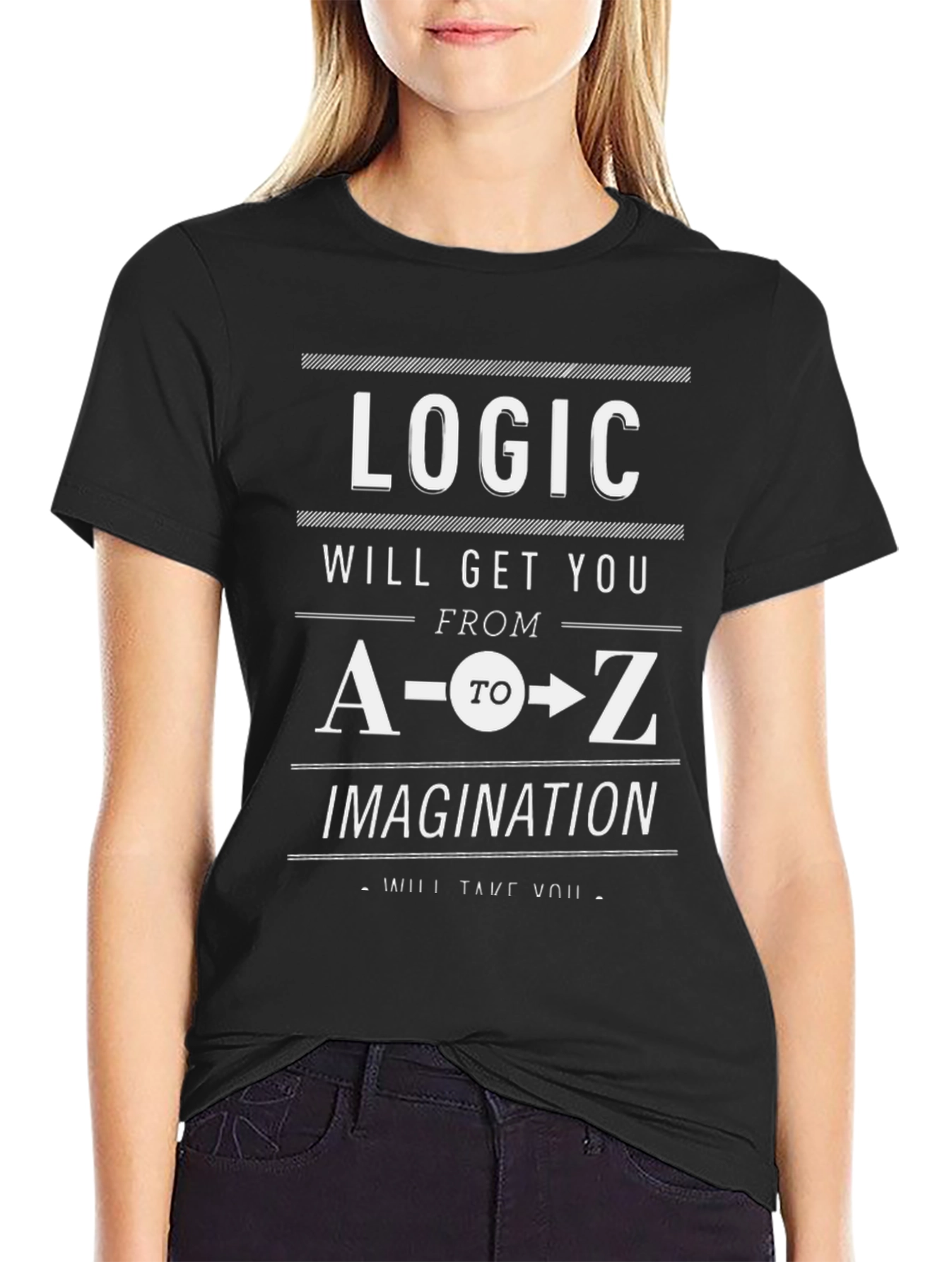 Logic vs Imagination Graphic T-Shirt - Black