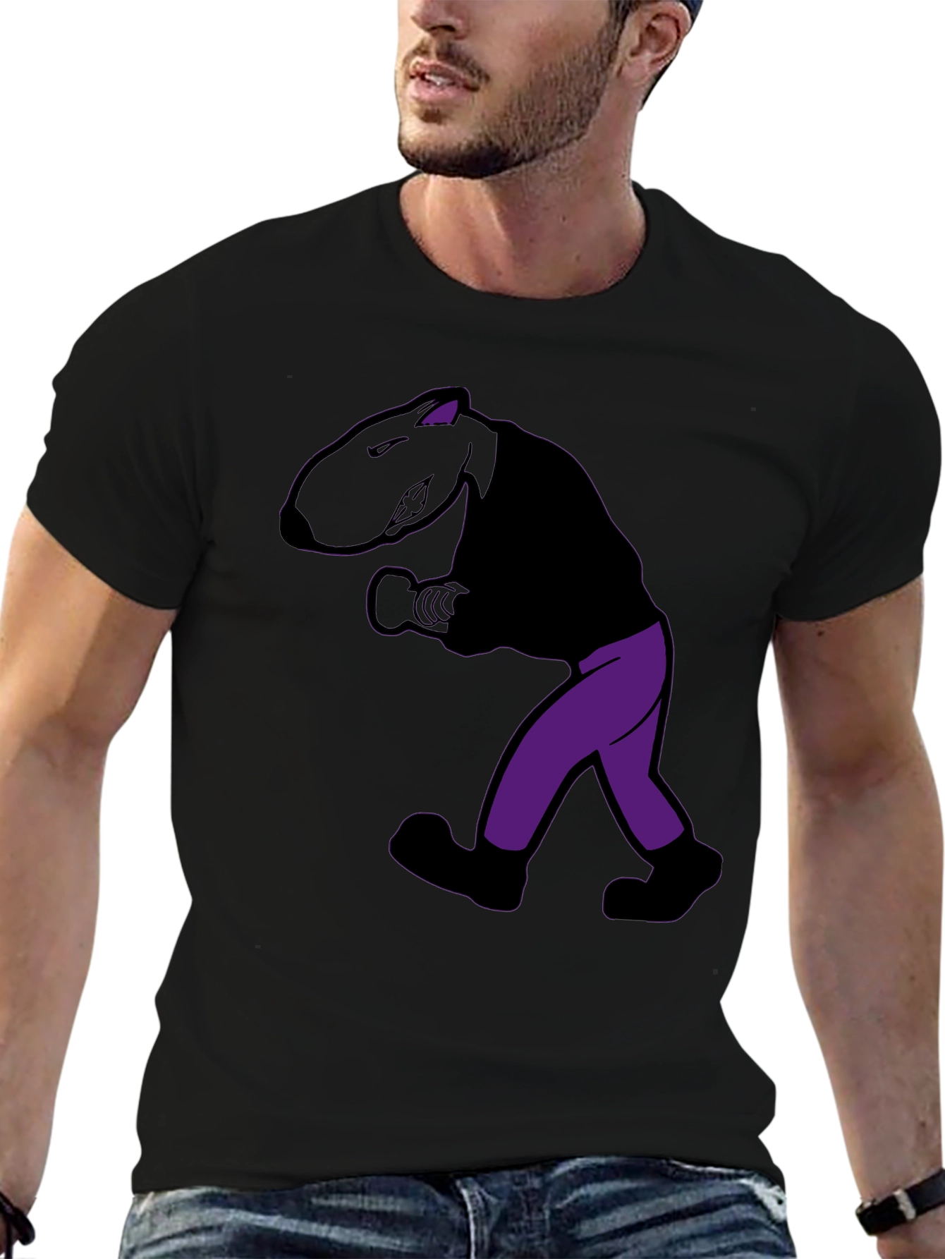 Cool Cartoon Character Graphic Tee - Black