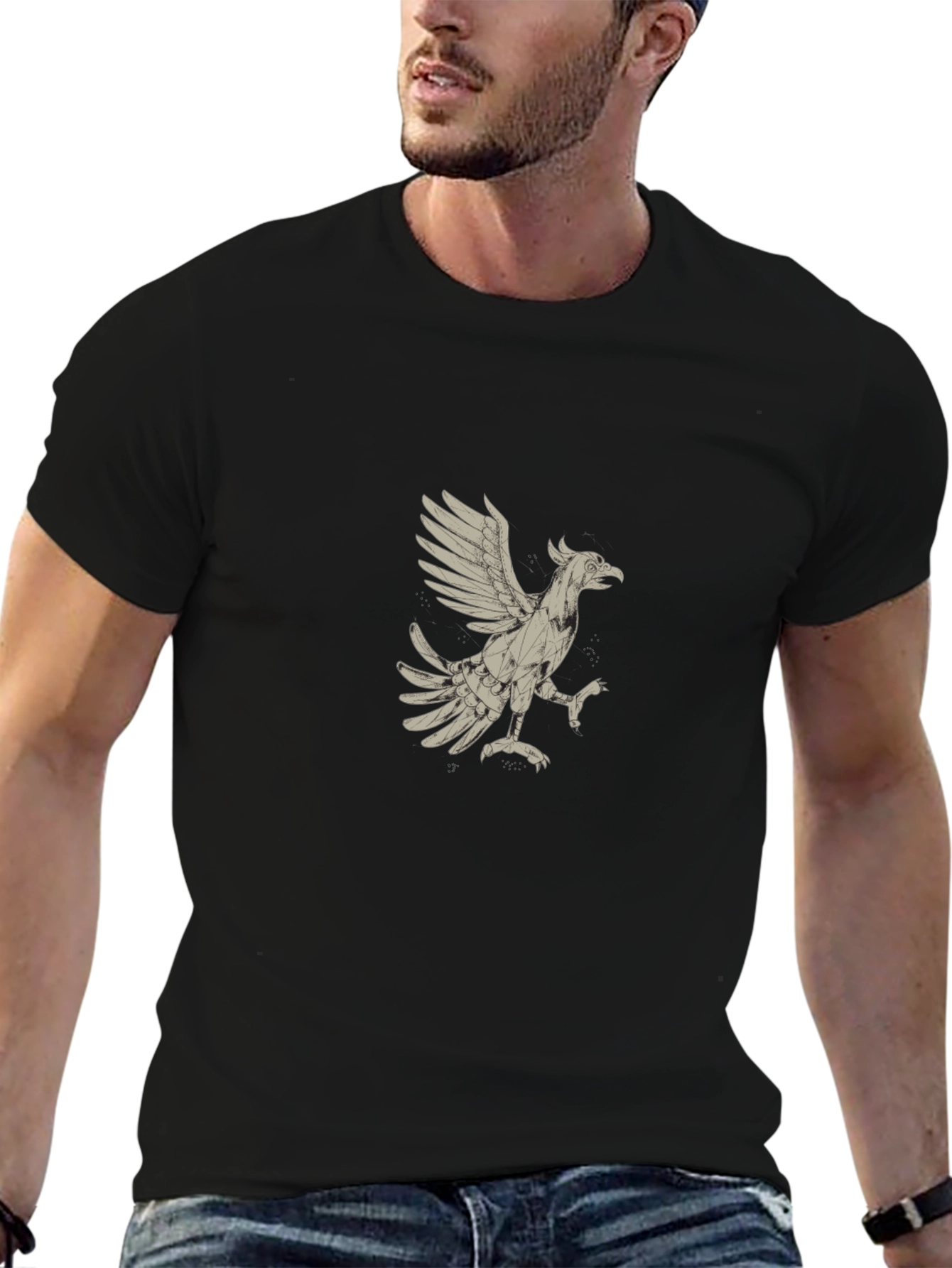 Griffin Graphic Tee - Black Cotton Blend