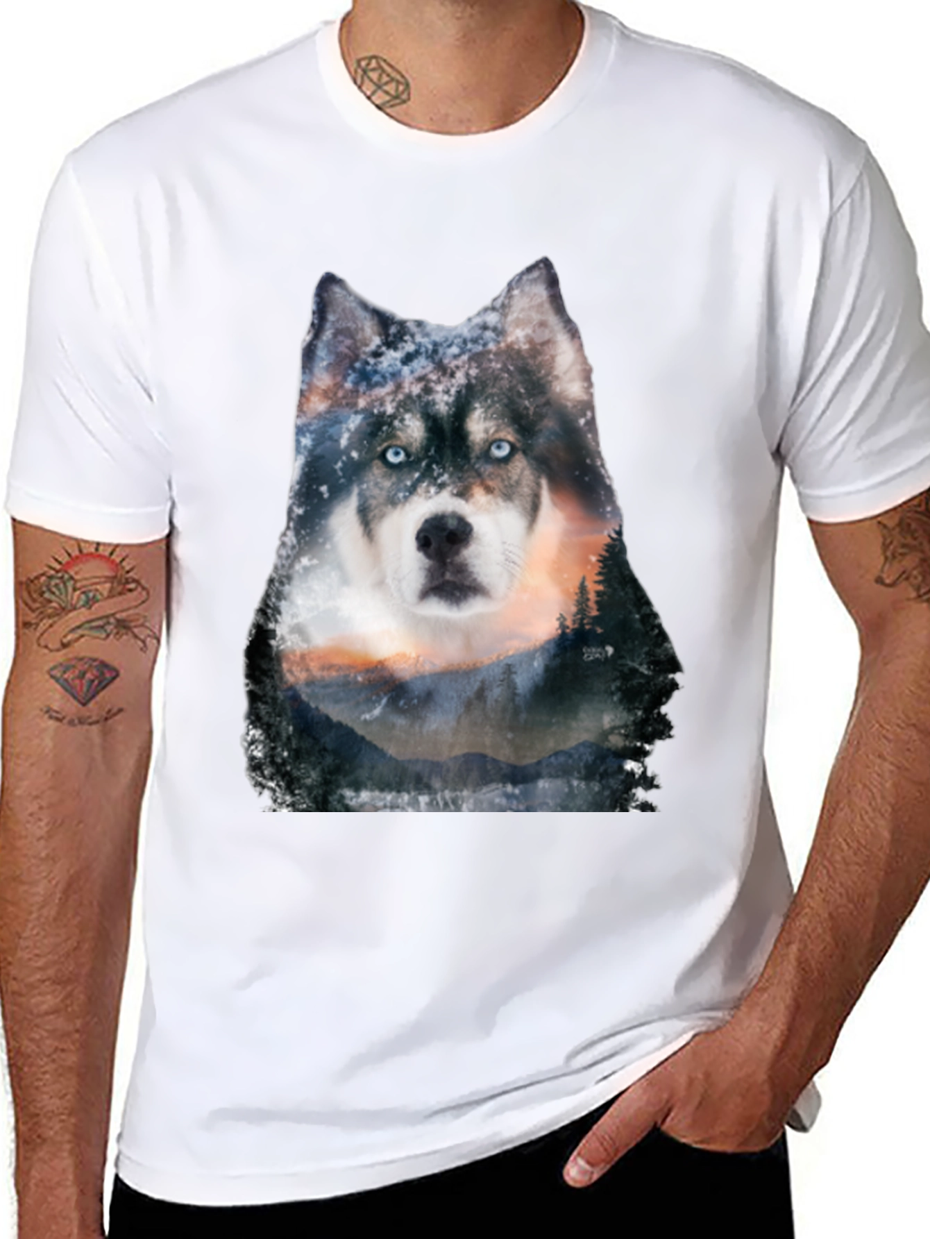 Husky Forest Graphic Tee - Mens Black T-Shirt