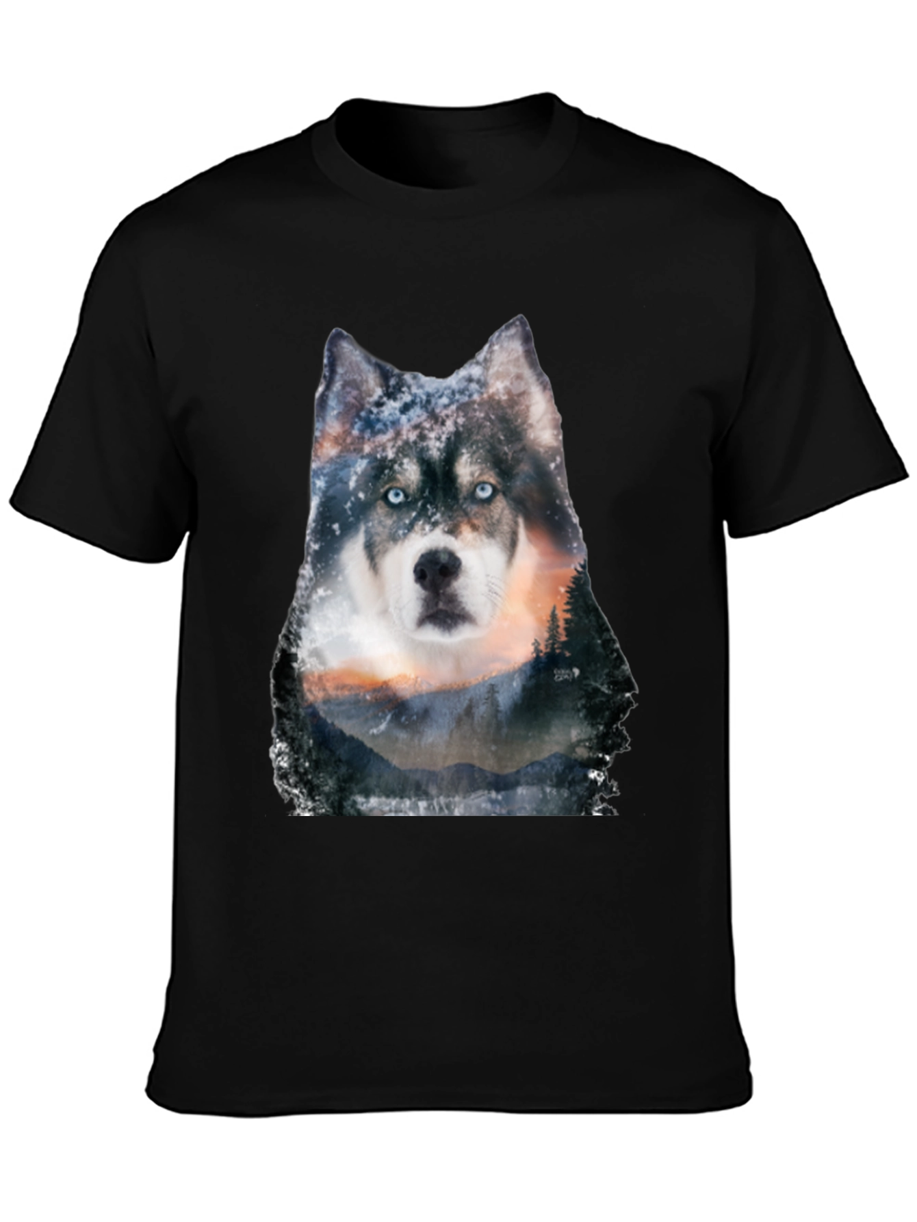 Husky Forest Graphic Tee - Mens Black T-Shirt