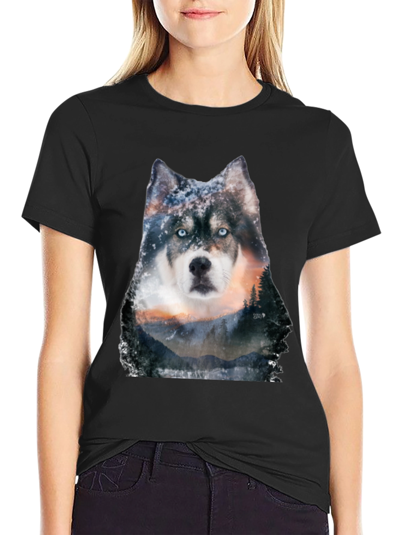 Husky Forest Graphic Tee - Mens Black T-Shirt