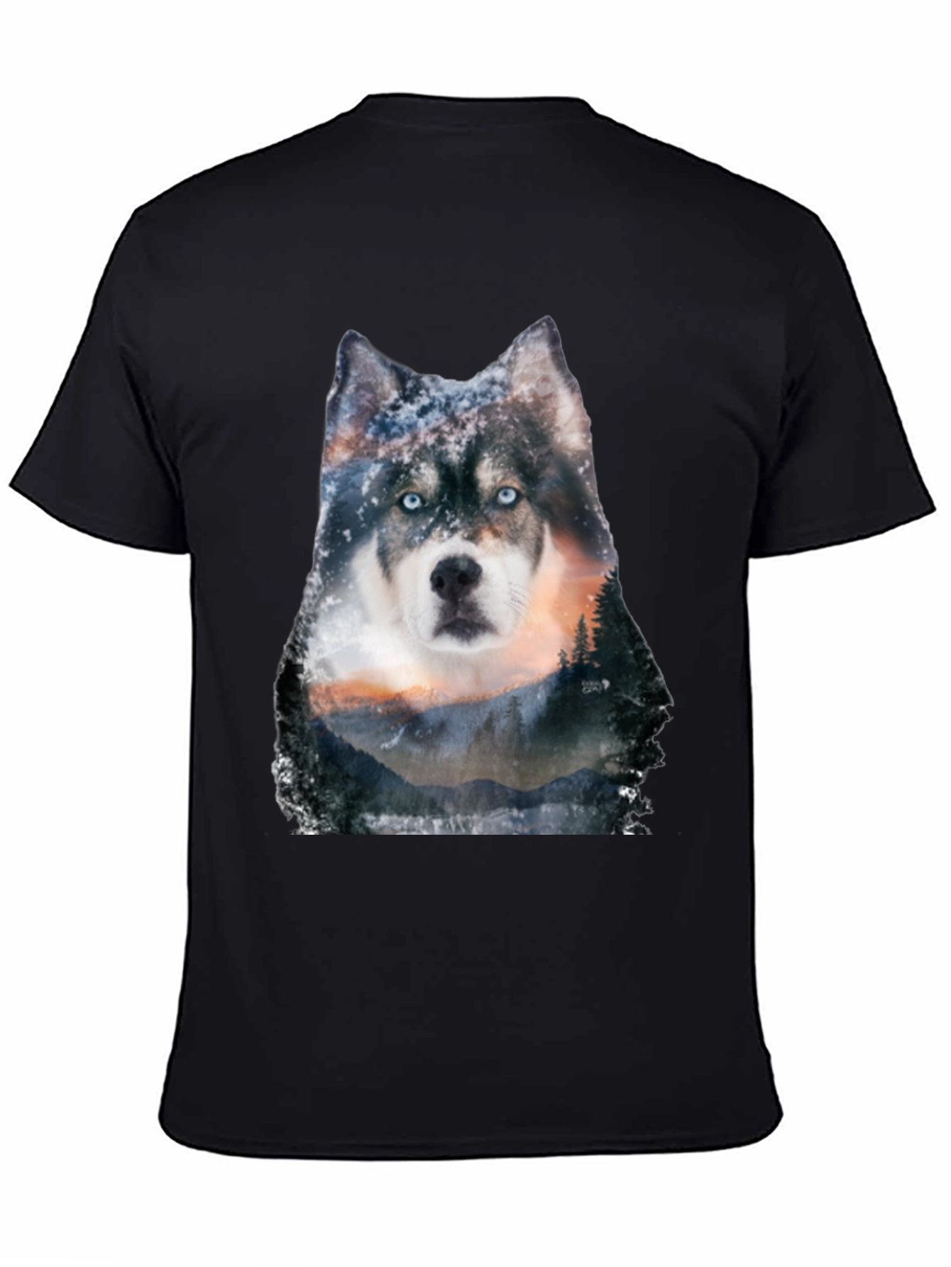 Husky Forest Graphic Tee - Mens Black T-Shirt
