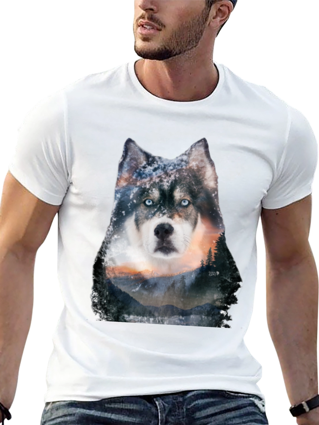 Husky Forest Graphic Tee - Mens Black T-Shirt