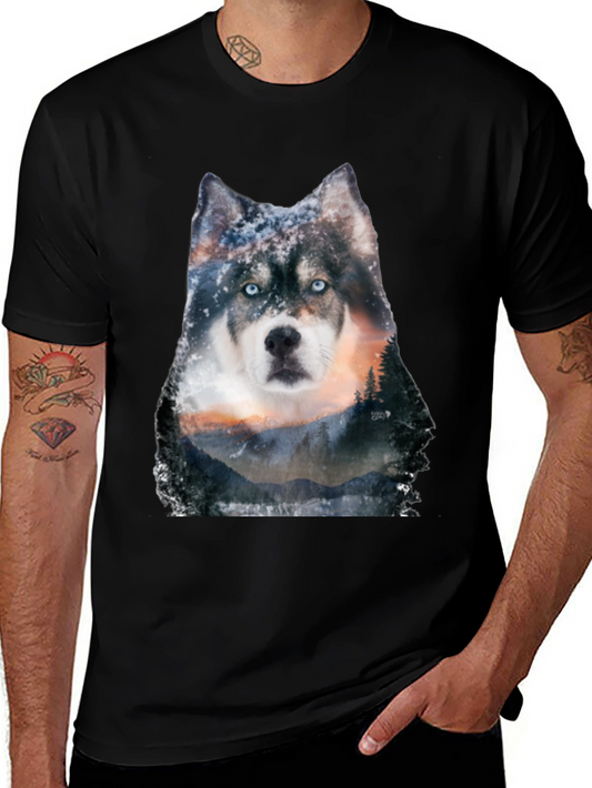 Husky Forest Graphic Tee - Mens Black T-Shirt
