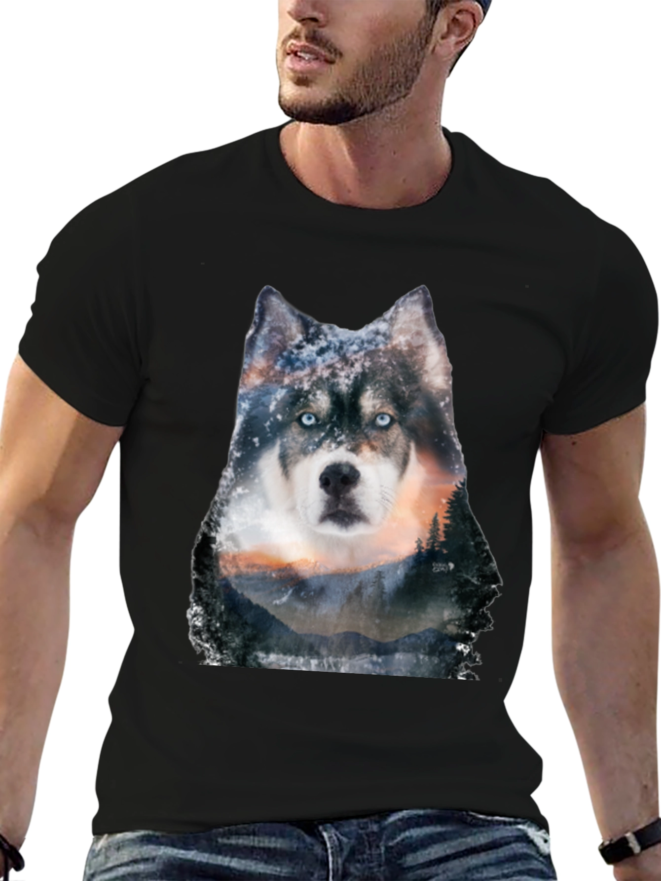 Husky Forest Graphic Tee - Mens Black T-Shirt