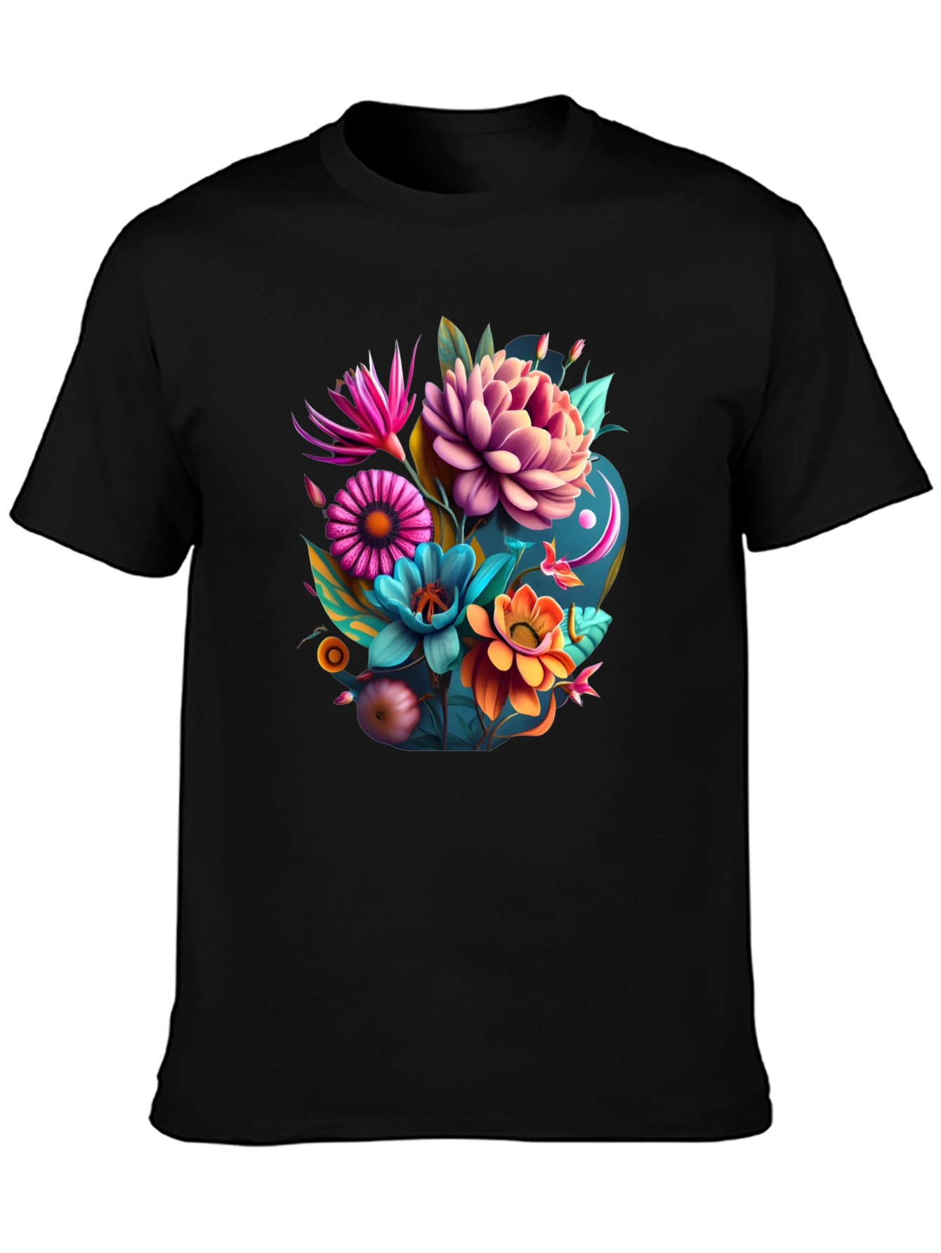 Floral Graphic Tee - Vibrant Art Print