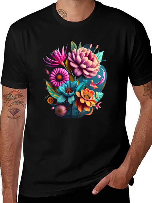 Floral Graphic Tee - Vibrant Art Print