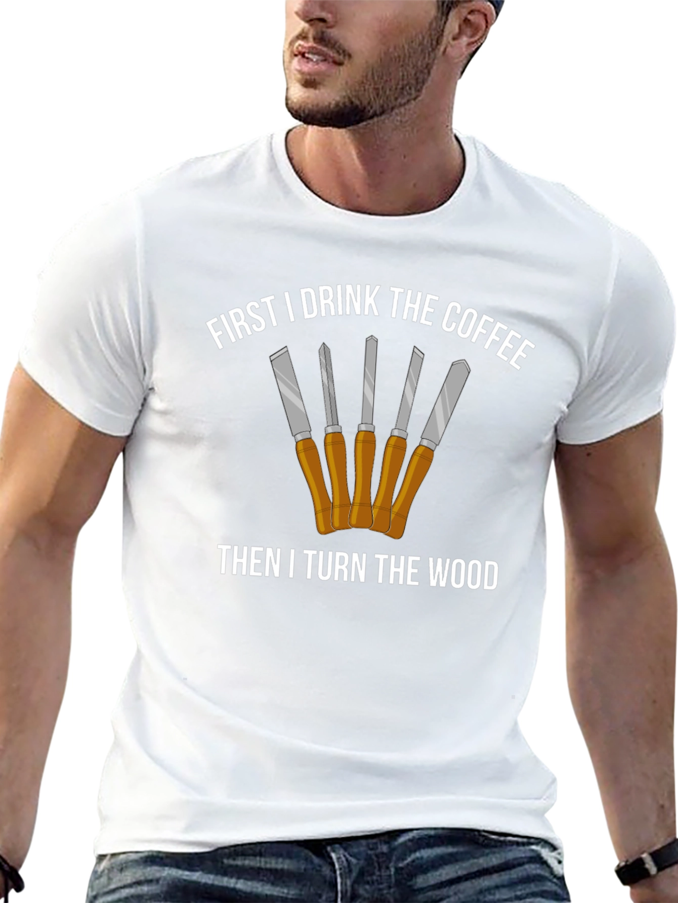 First Coffee Then Woodturning Tee - Black