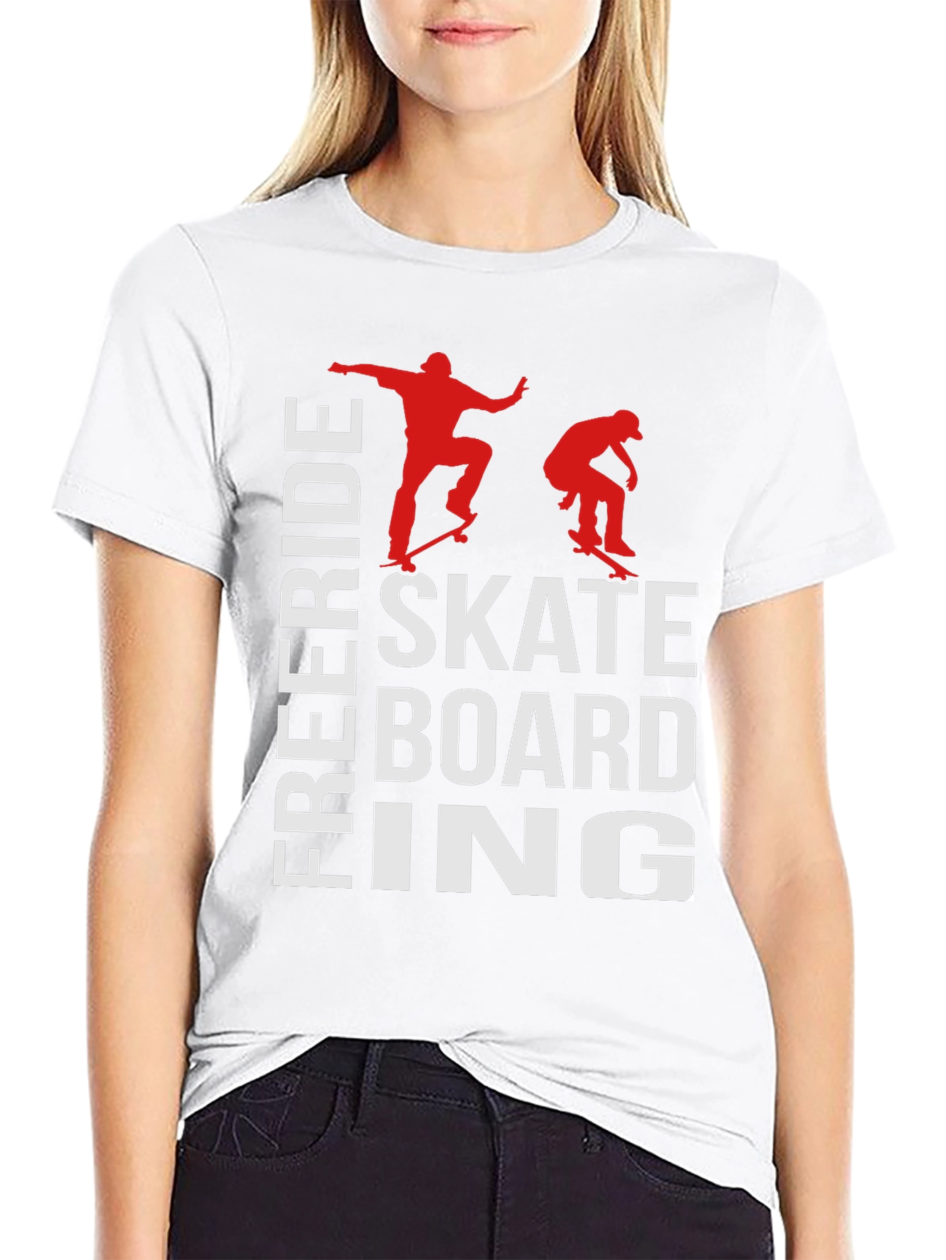 Freeride Skateboarding Graphic T-Shirt - Black