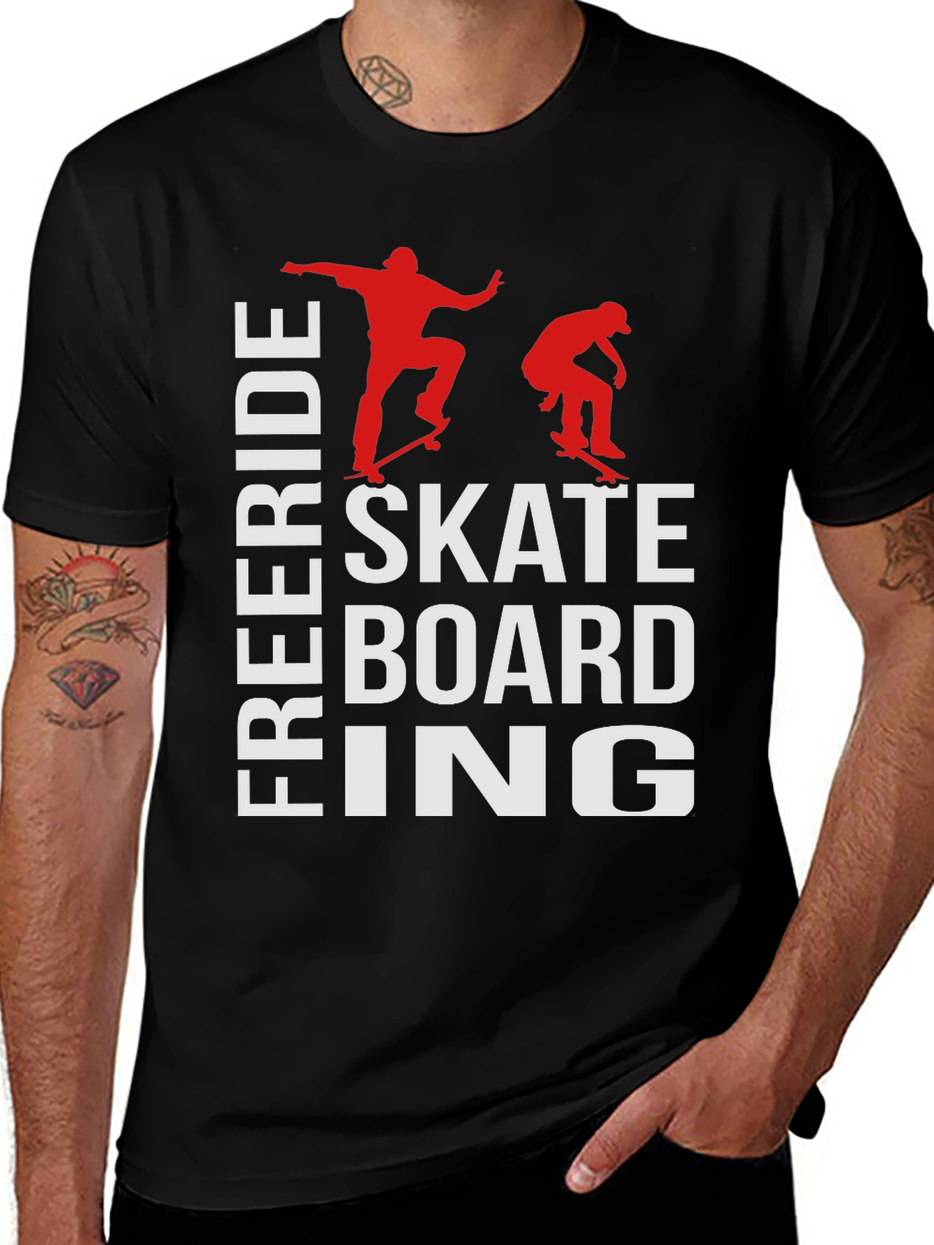Freeride Skateboarding Graphic T-Shirt - Black