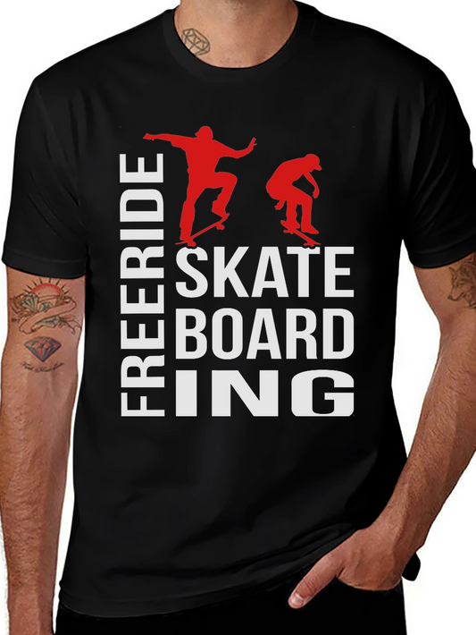 Freeride Skateboarding Graphic T-Shirt - Black