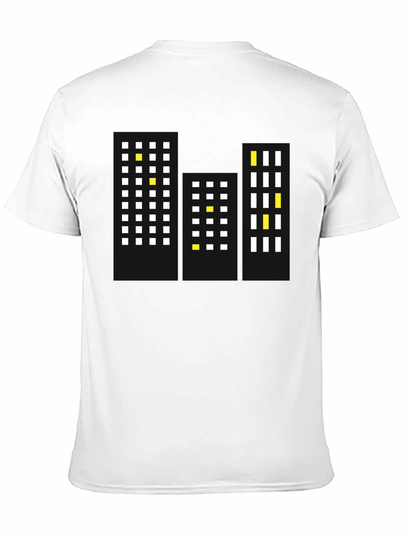Pixel Cityscape Black T-Shirt - Modern Urban Style