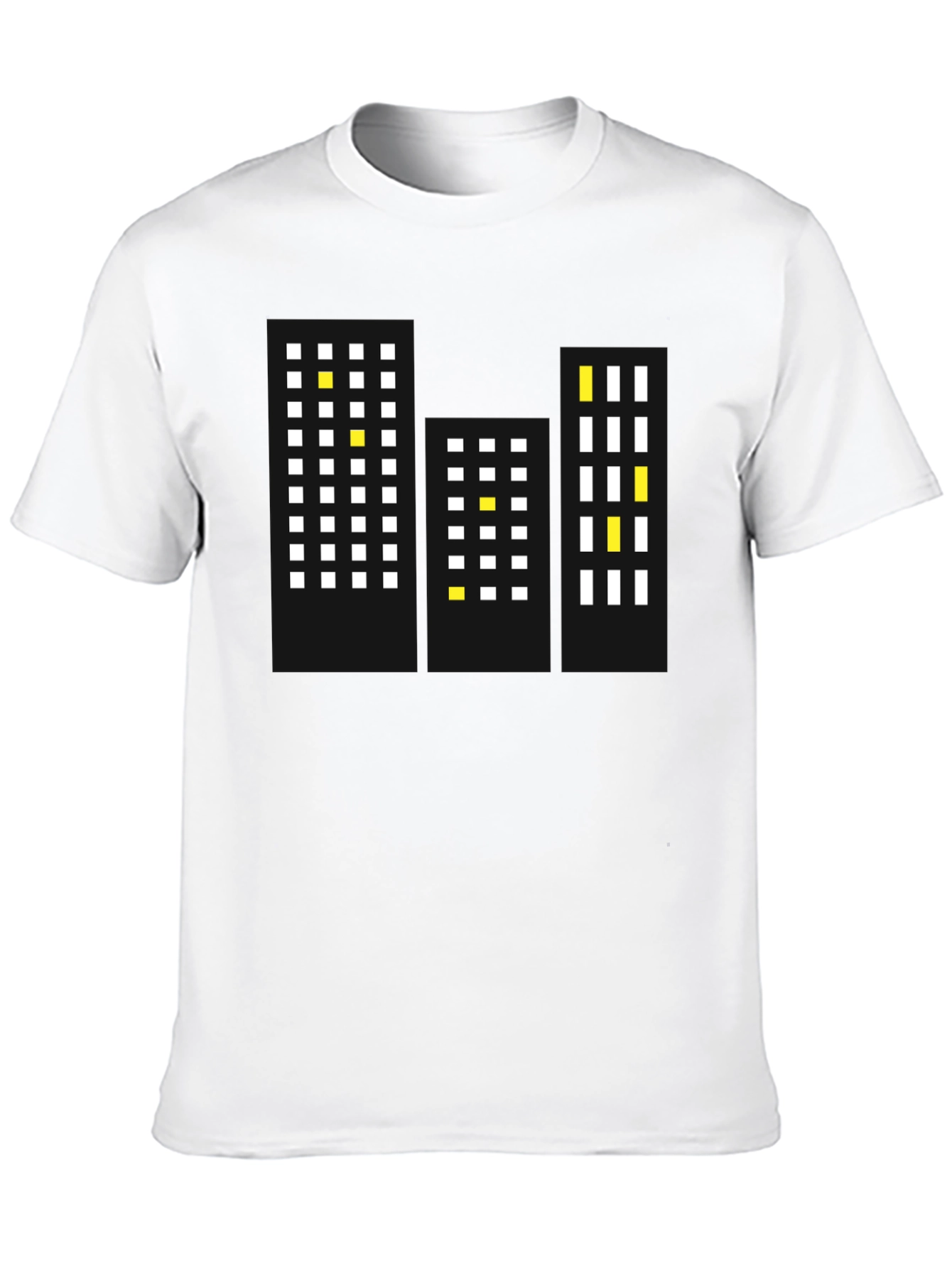 Pixel Cityscape Black T-Shirt - Modern Urban Style