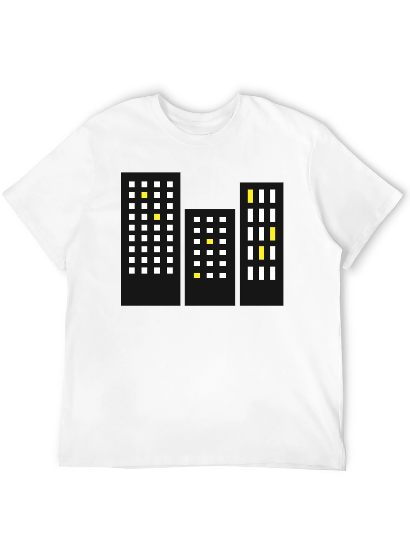 Pixel Cityscape Black T-Shirt - Modern Urban Style