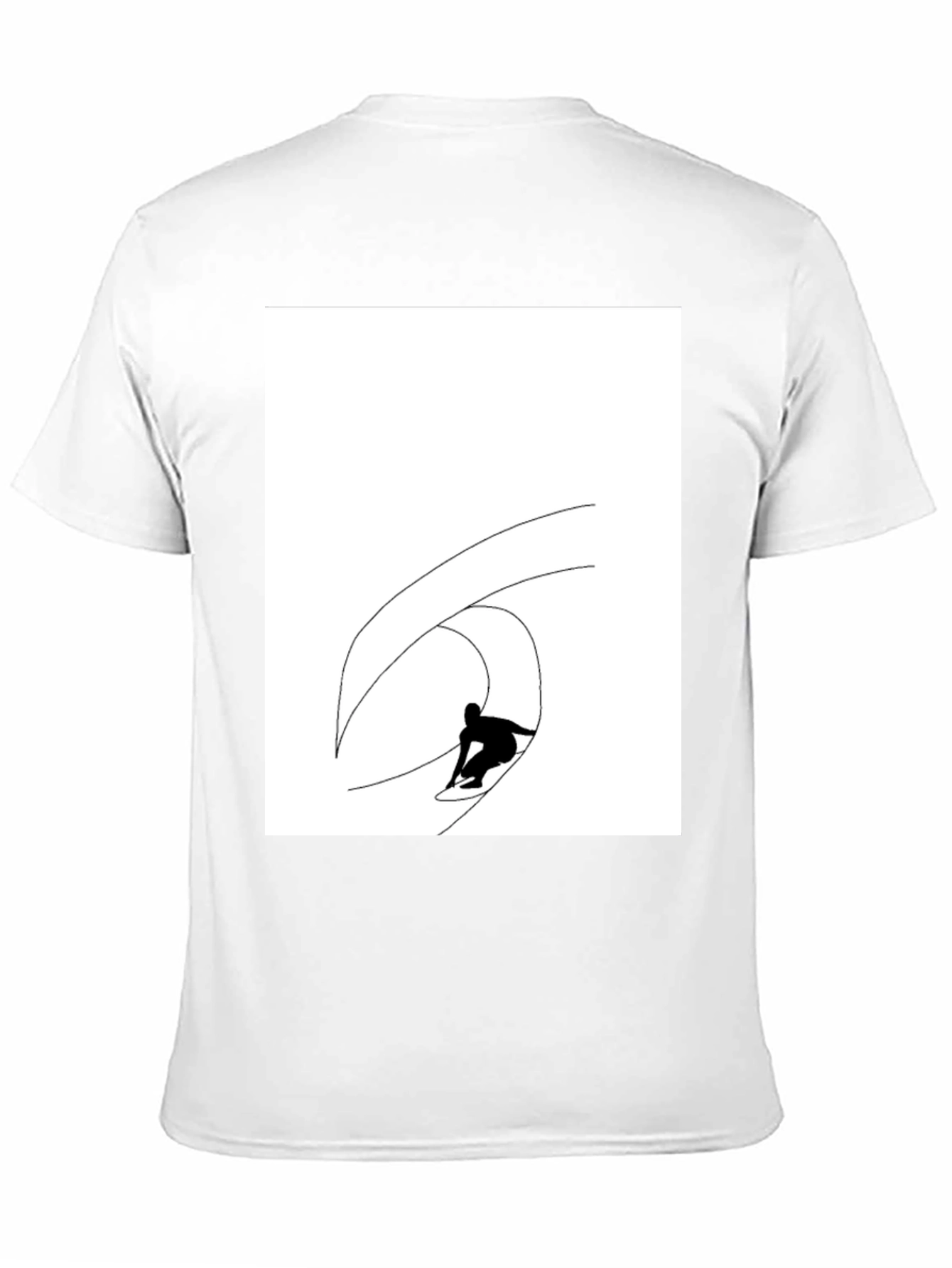 Black T-Shirt with Surfing Wave Graphic