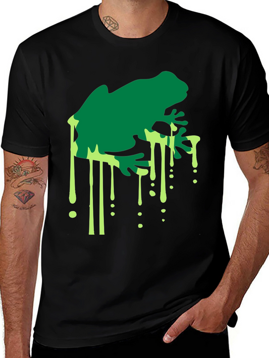 Green Frog Graphic Tee - Cool Dripping Design Soft Fabric