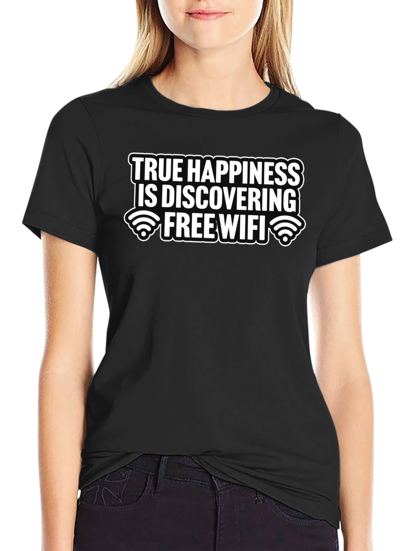 True Happiness Free WiFi Graphic Tee - Black