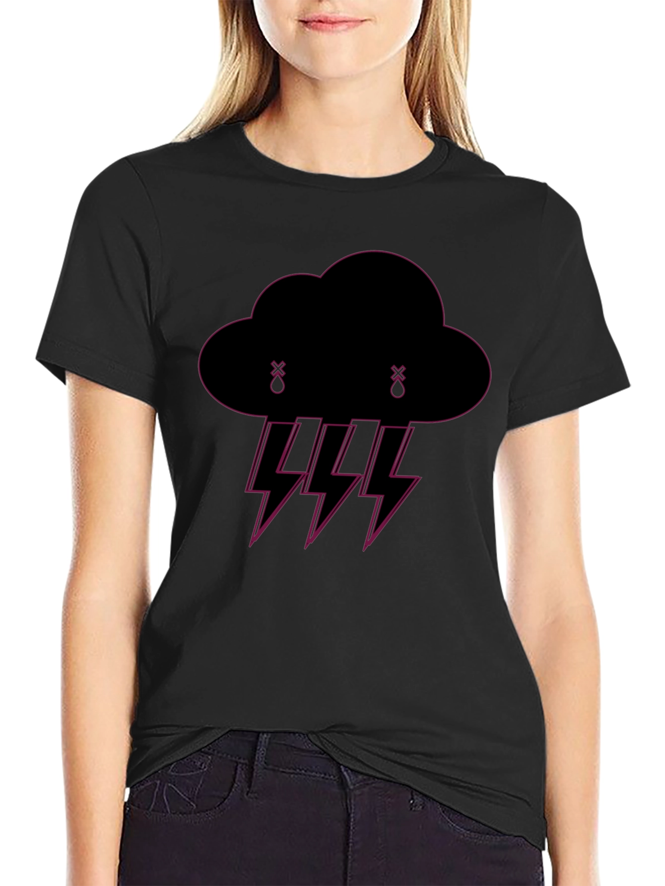 Rain Cloud Graphic Black T-Shirt