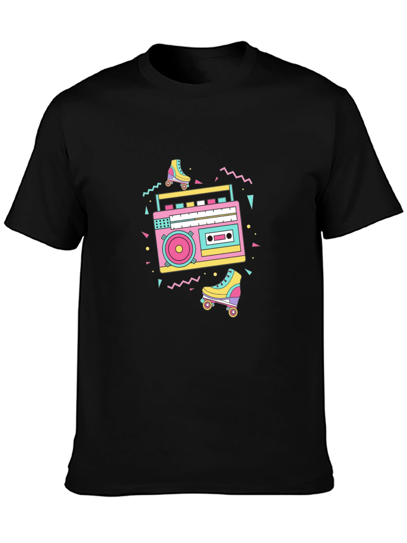 Retro 80s Boombox & Roller Skates Graphic Tee
