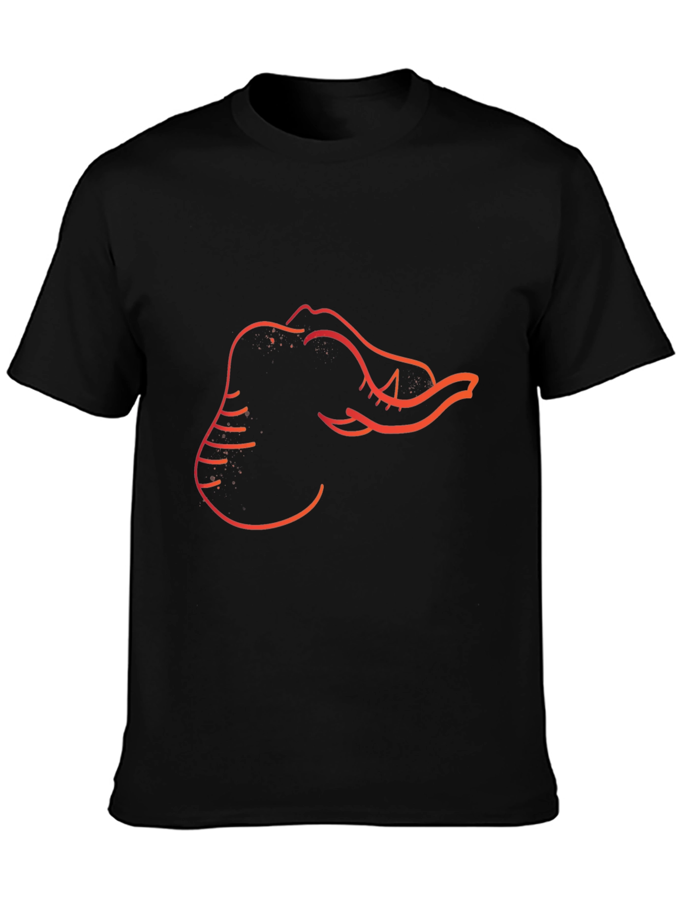 Mens Black Elephant Outline Graphic Tee